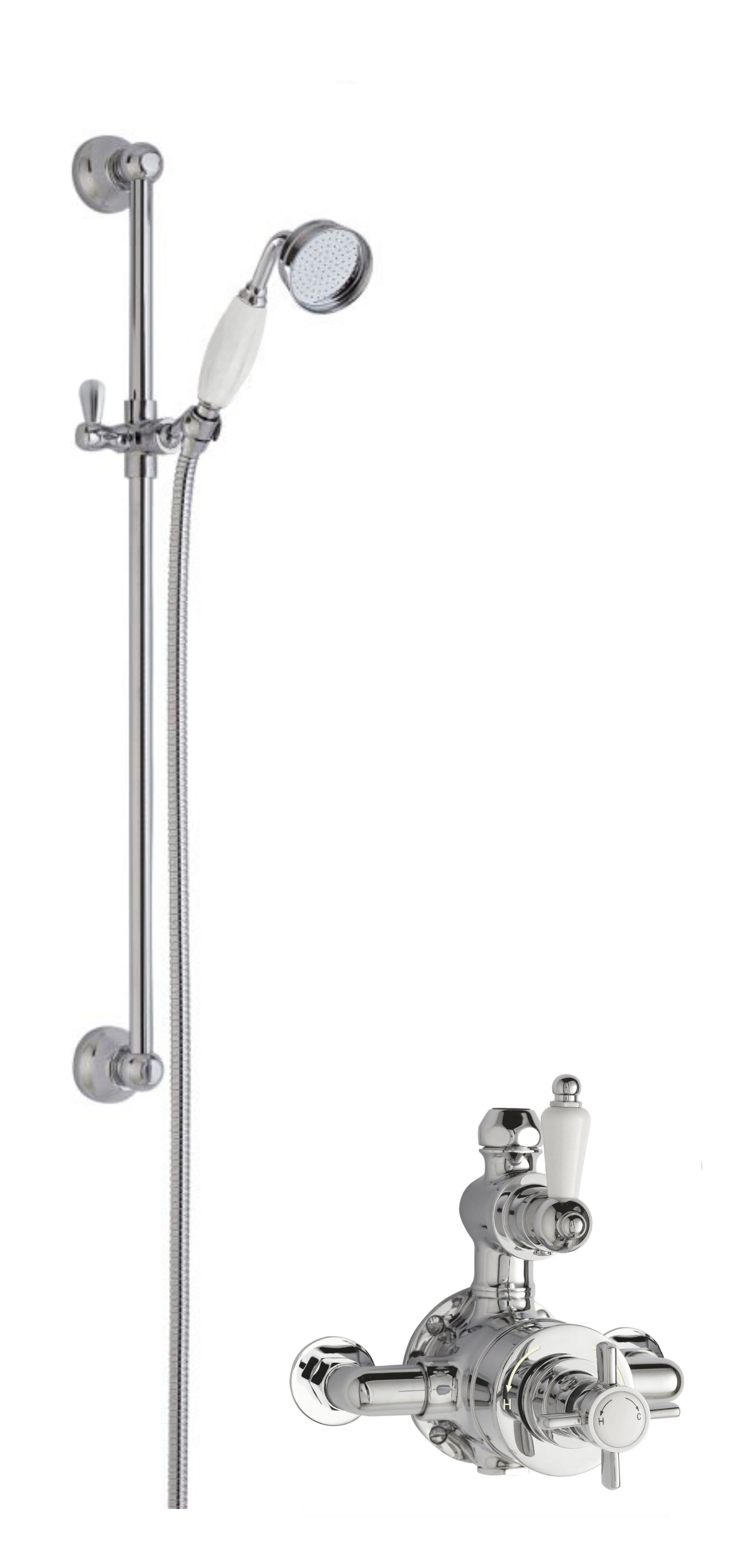 Traditional Twin Exposed Valve Slide Rail Shower Chrome