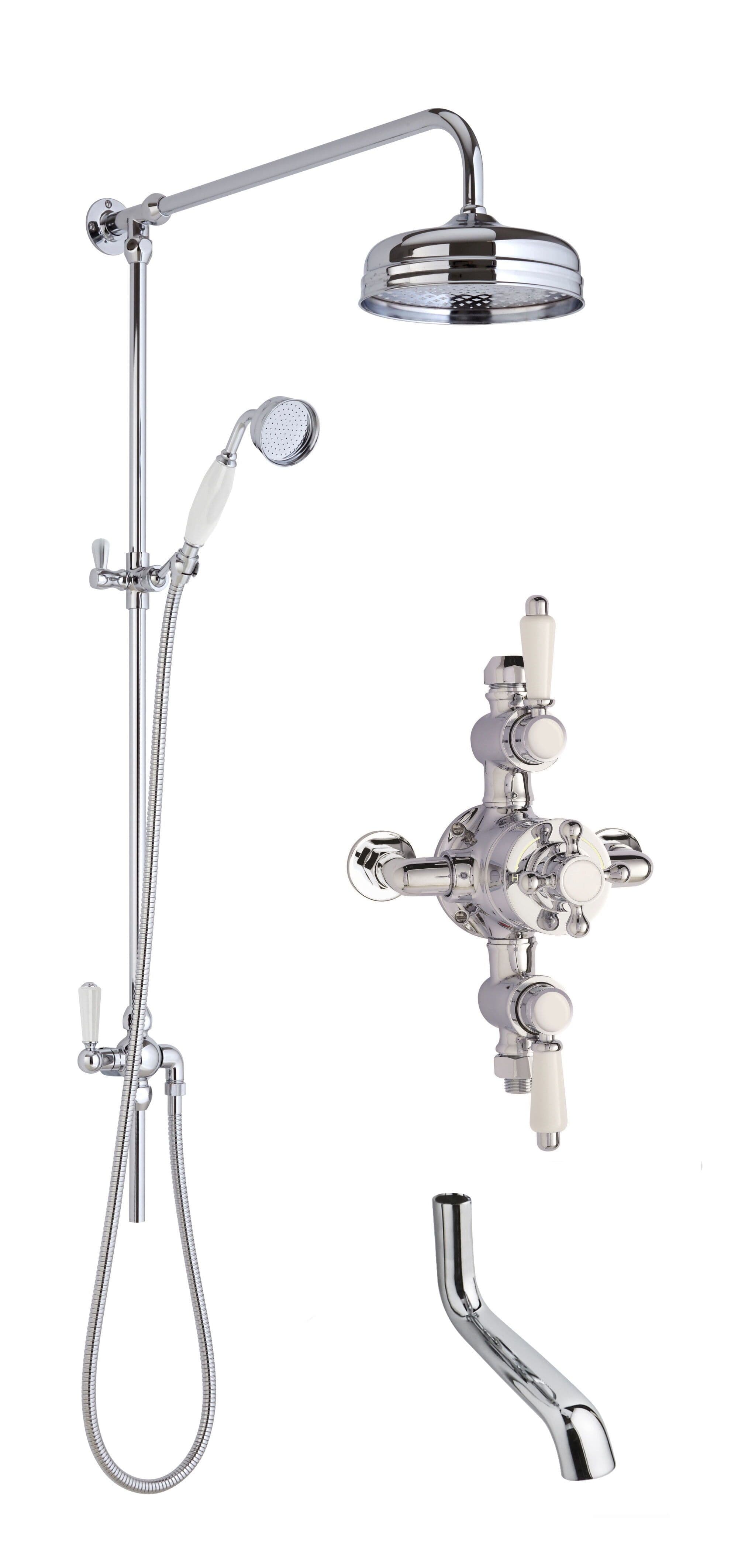 Traditional Shower Triple Exposed Valve Rigid Riser Shower Bath Spout