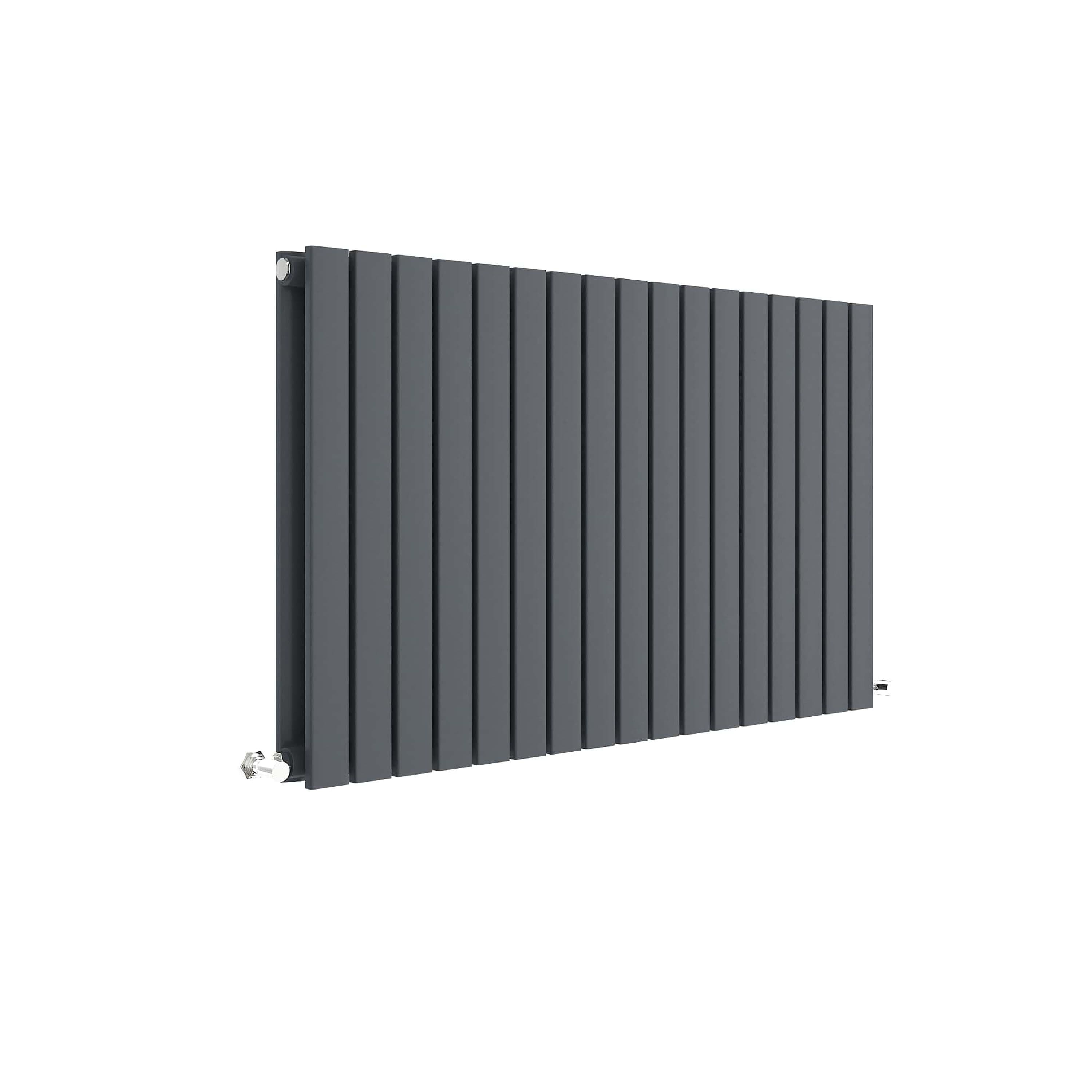 Square Horizontal Double Panel Radiator 3519 BTU Anthracite 600x992mm