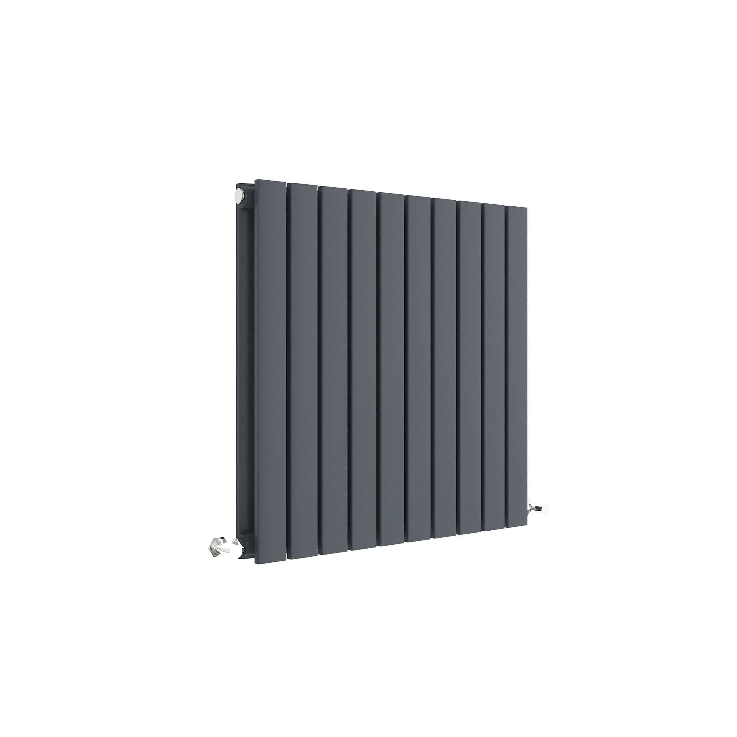 Square Horizontal Double Panel Radiator 1863 BTU Anthracite 600x 586mm