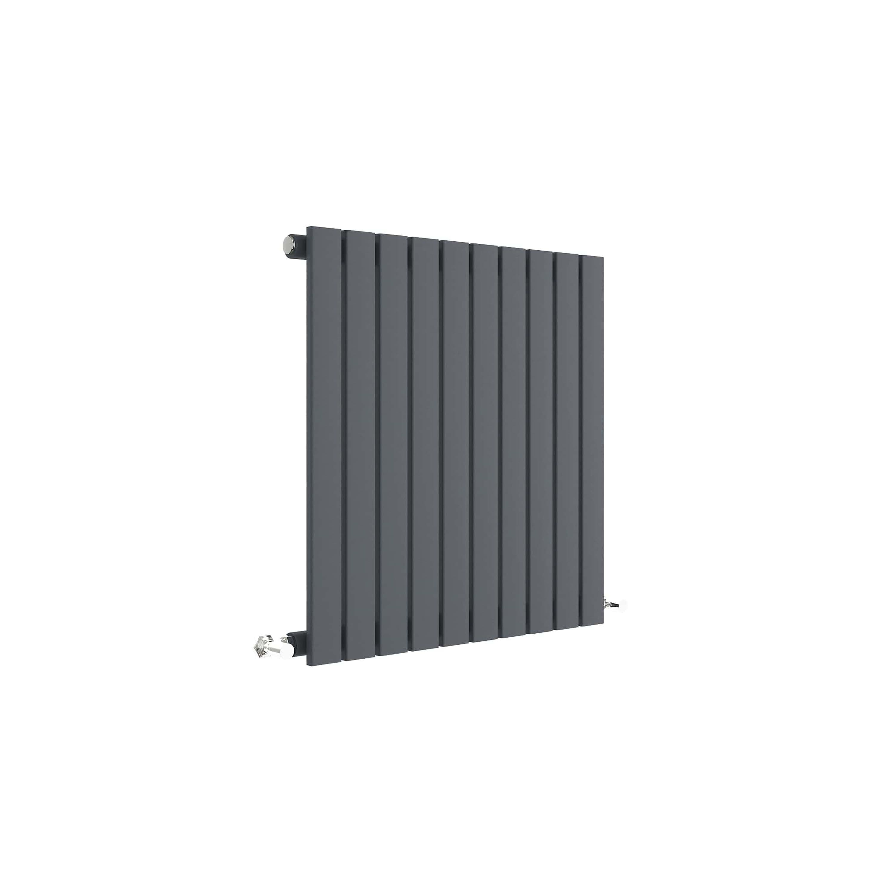 Square Horizontal Single Panel Radiator 1361 BTU Anthracite 600x586mm