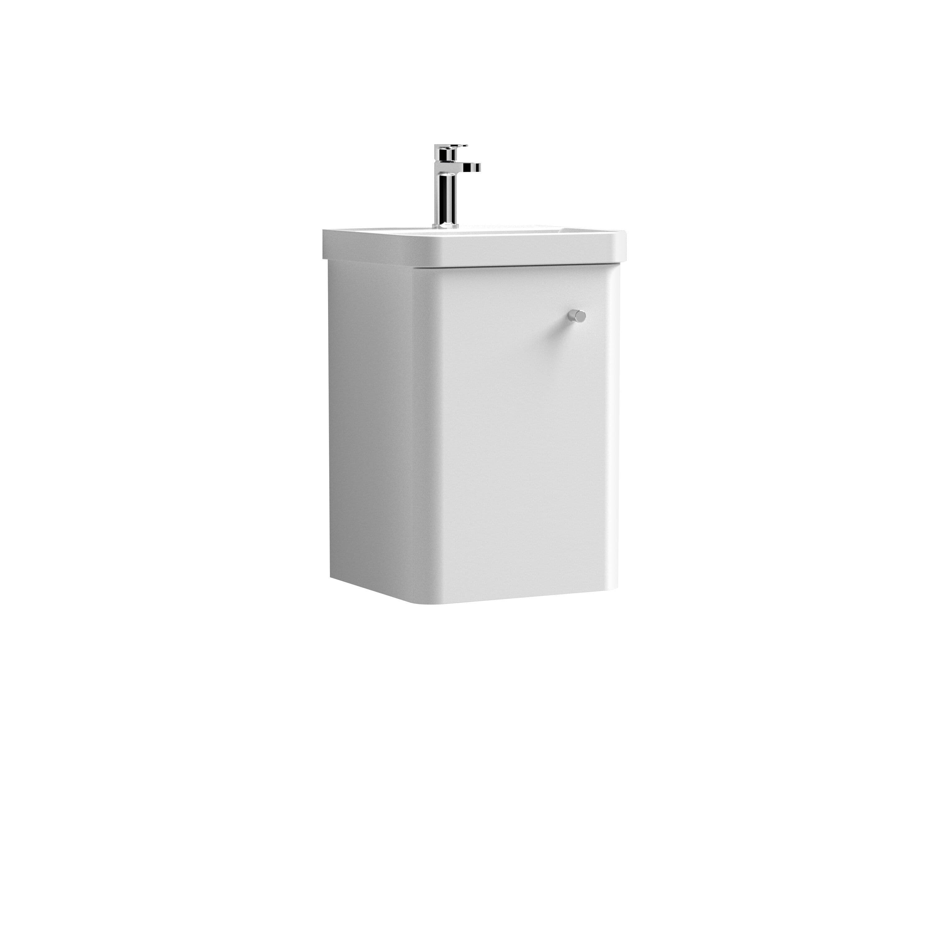Wall Hung 1 Door Vanity Unit Ceramic Sink Gloss 400mm