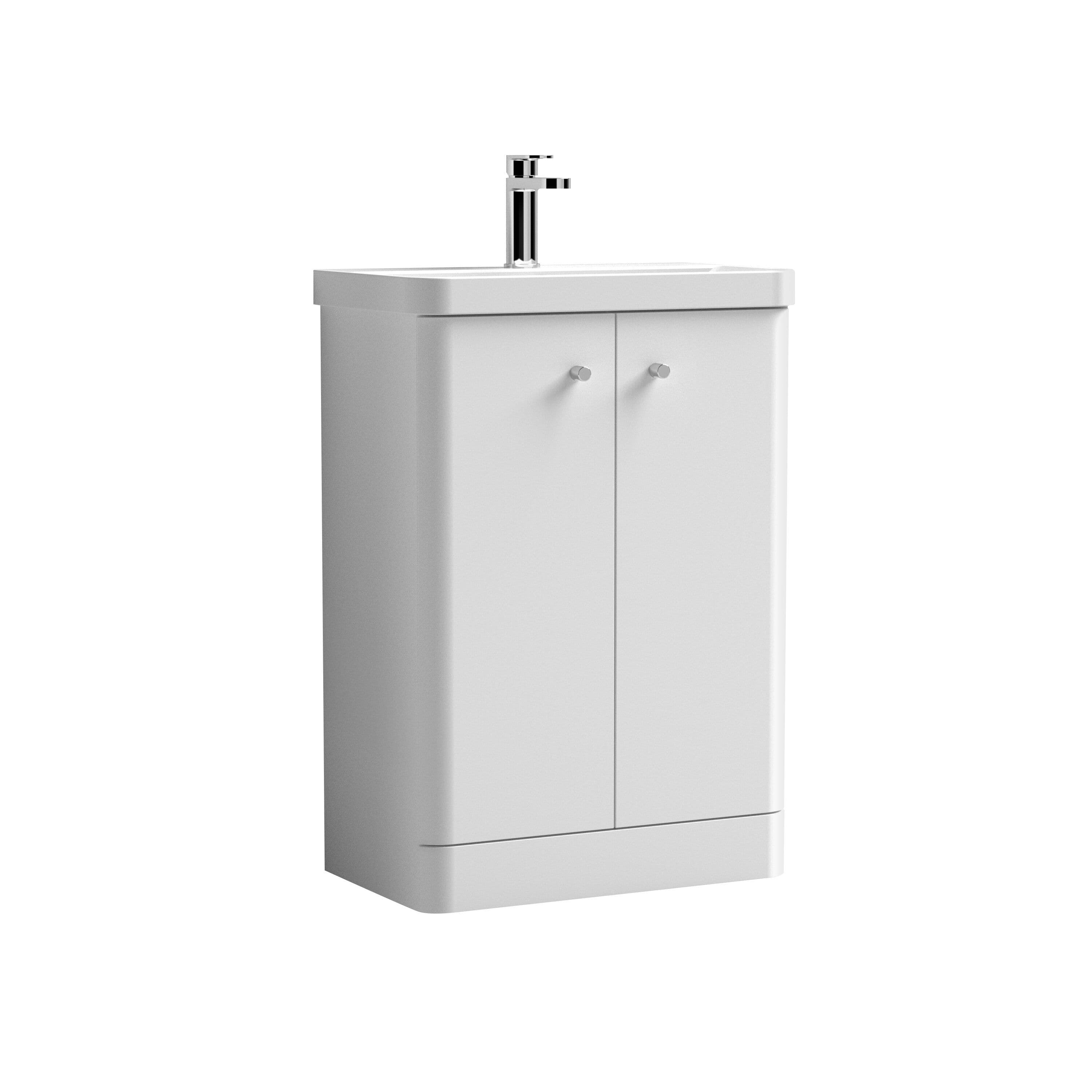 Floor Standing 2 Door Vanity Unit Ceramic Basin Gloss 600mm