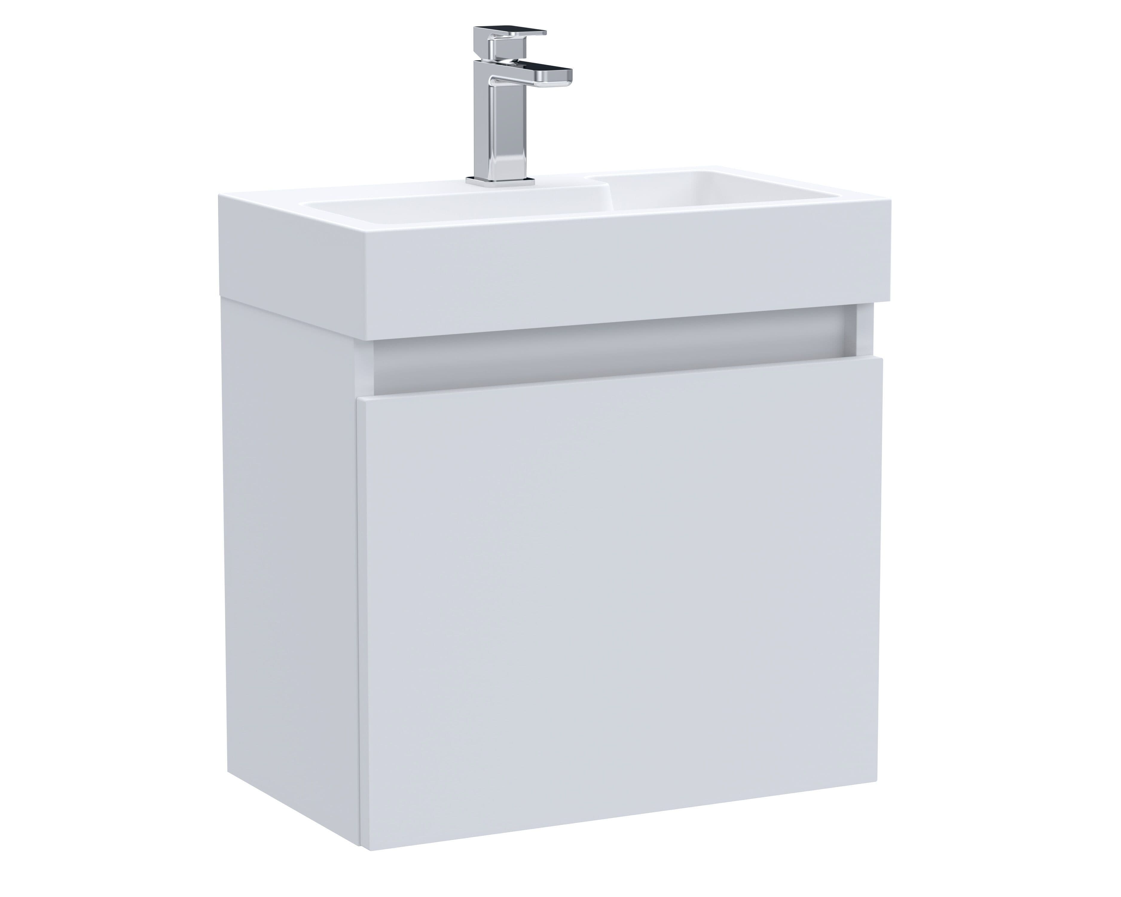 Wall Hung Vanity Unit Slimline Polymarble Basin Gloss 500mm