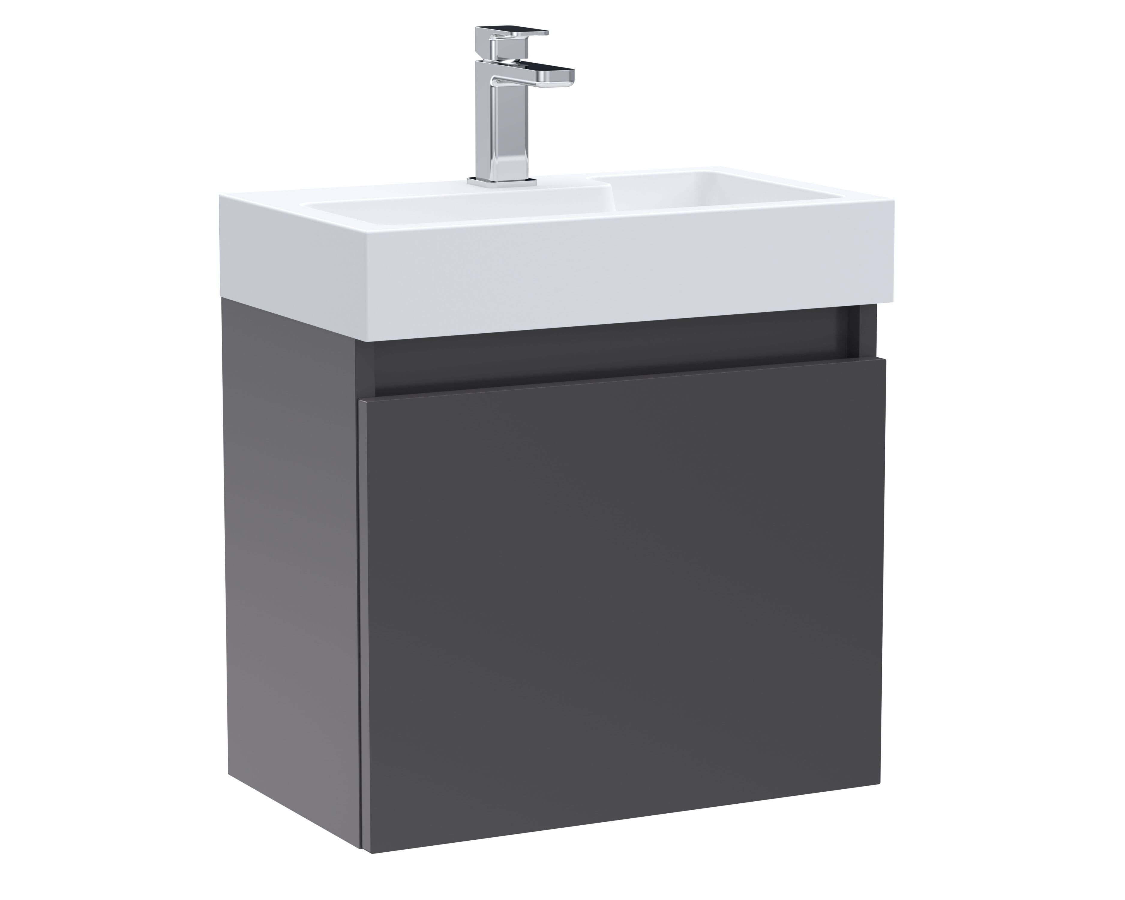 Wall Hung Vanity Unit Slimline Polymarble Basin Gloss 500mm