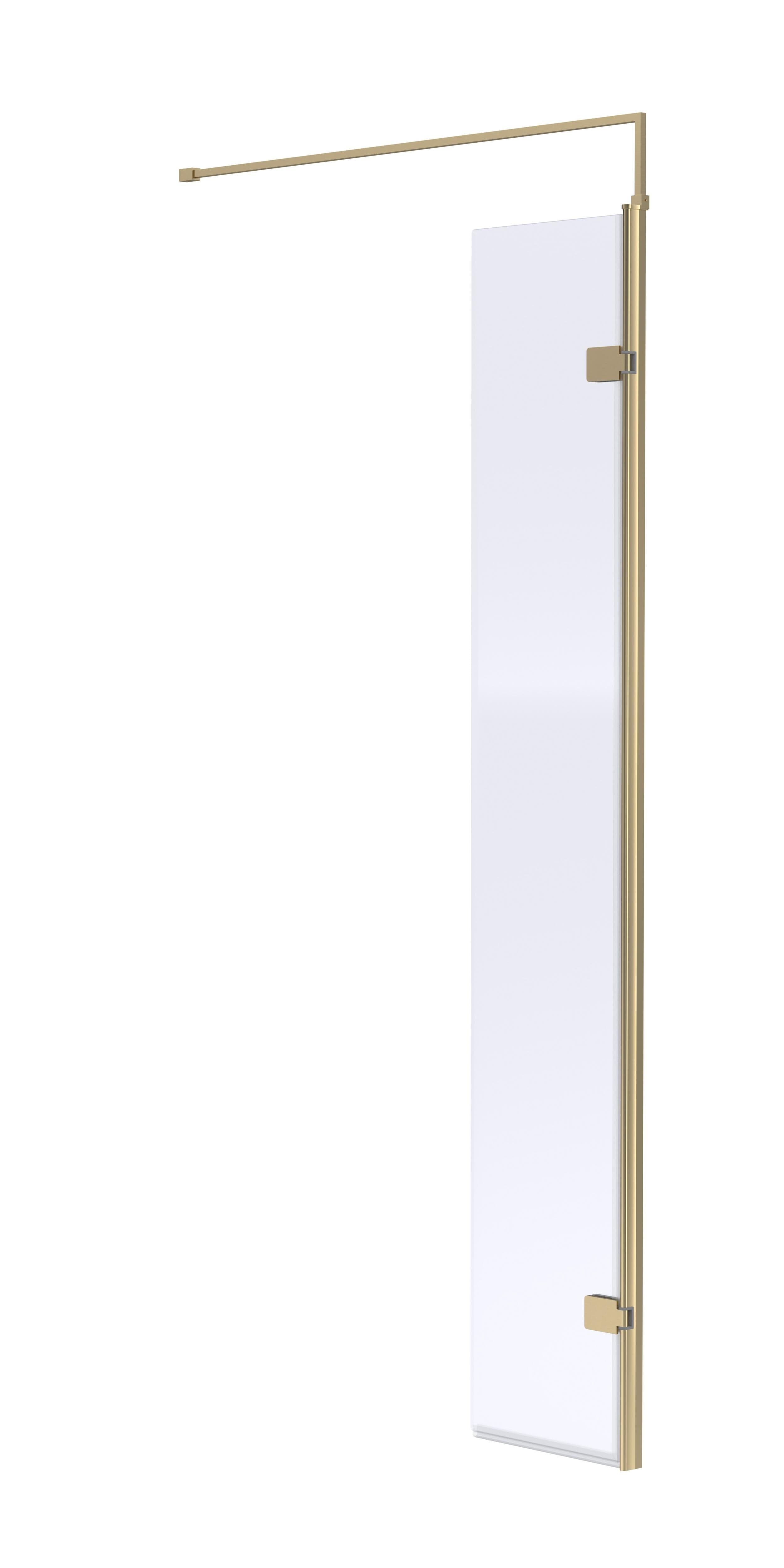 8mm Safety Glass Hinged Return Support Bar Brushed Brass 300x1850mm