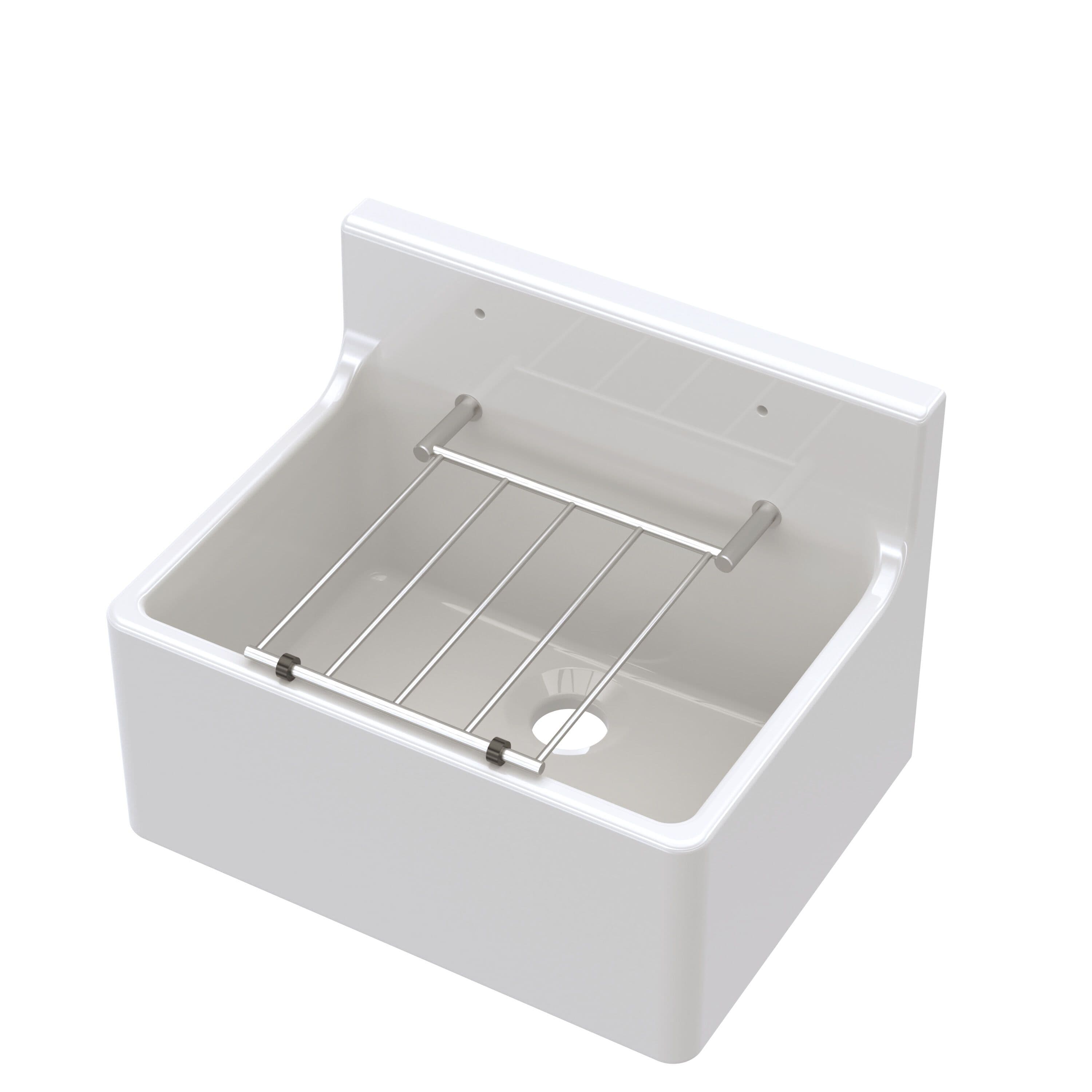 Single Bowl Fireclay Cleaner Sink Grill 515 x 382 x 393mm