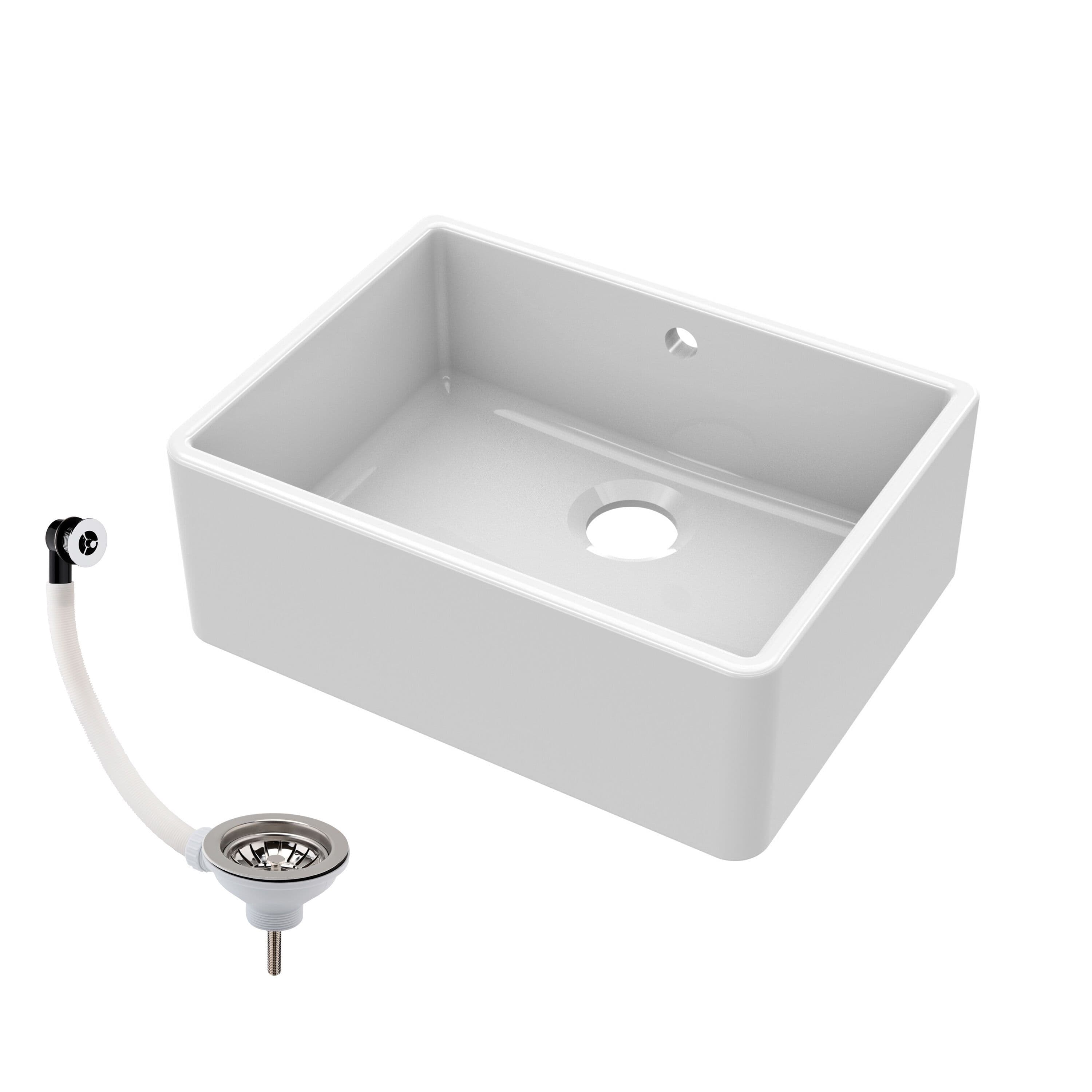 1 Bowl Fireclay Butler Sink Overflow Waste 595x450x220mm