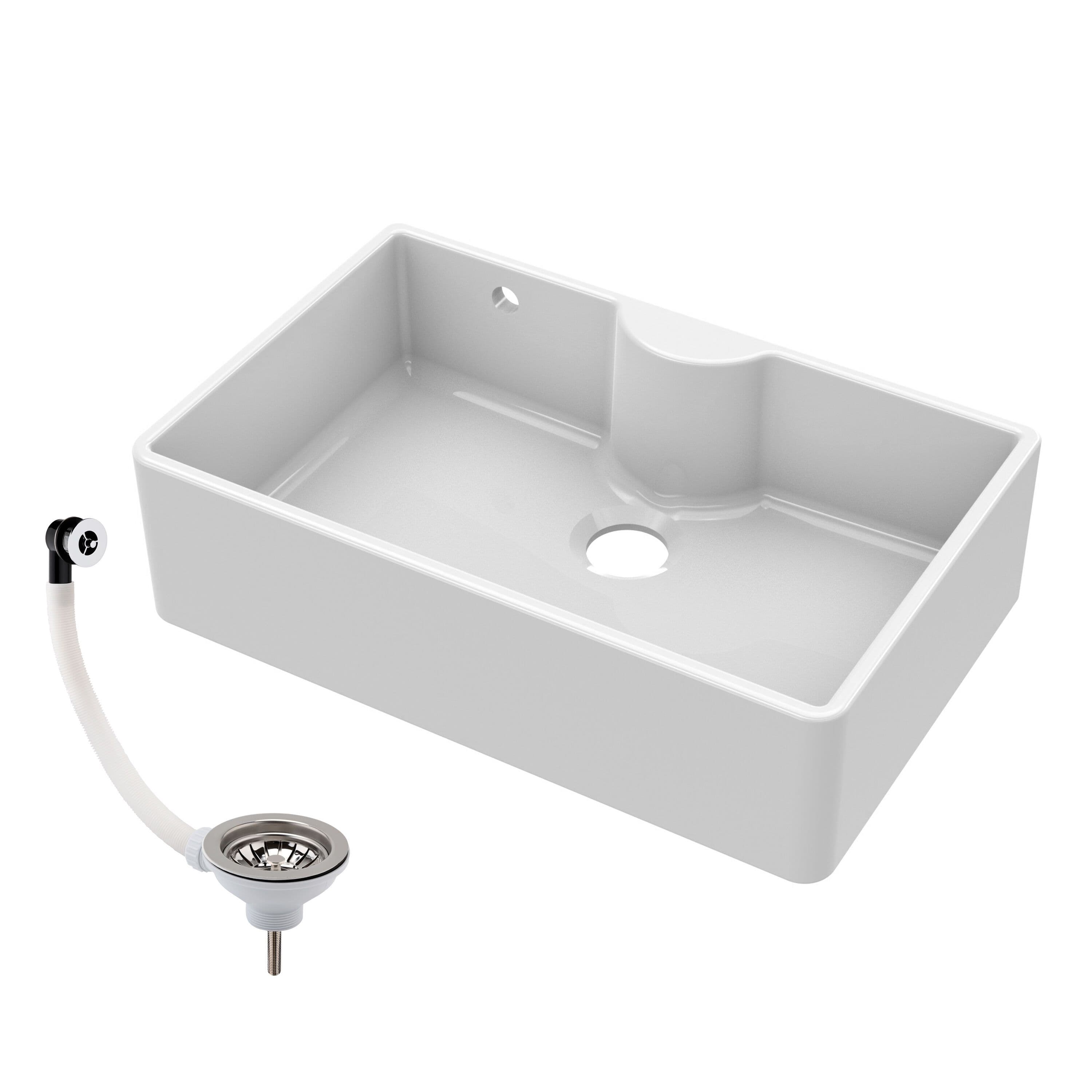 1 Bowl Fireclay Butler Sink Tap Ledge Overflow Waste 795x500x220mm