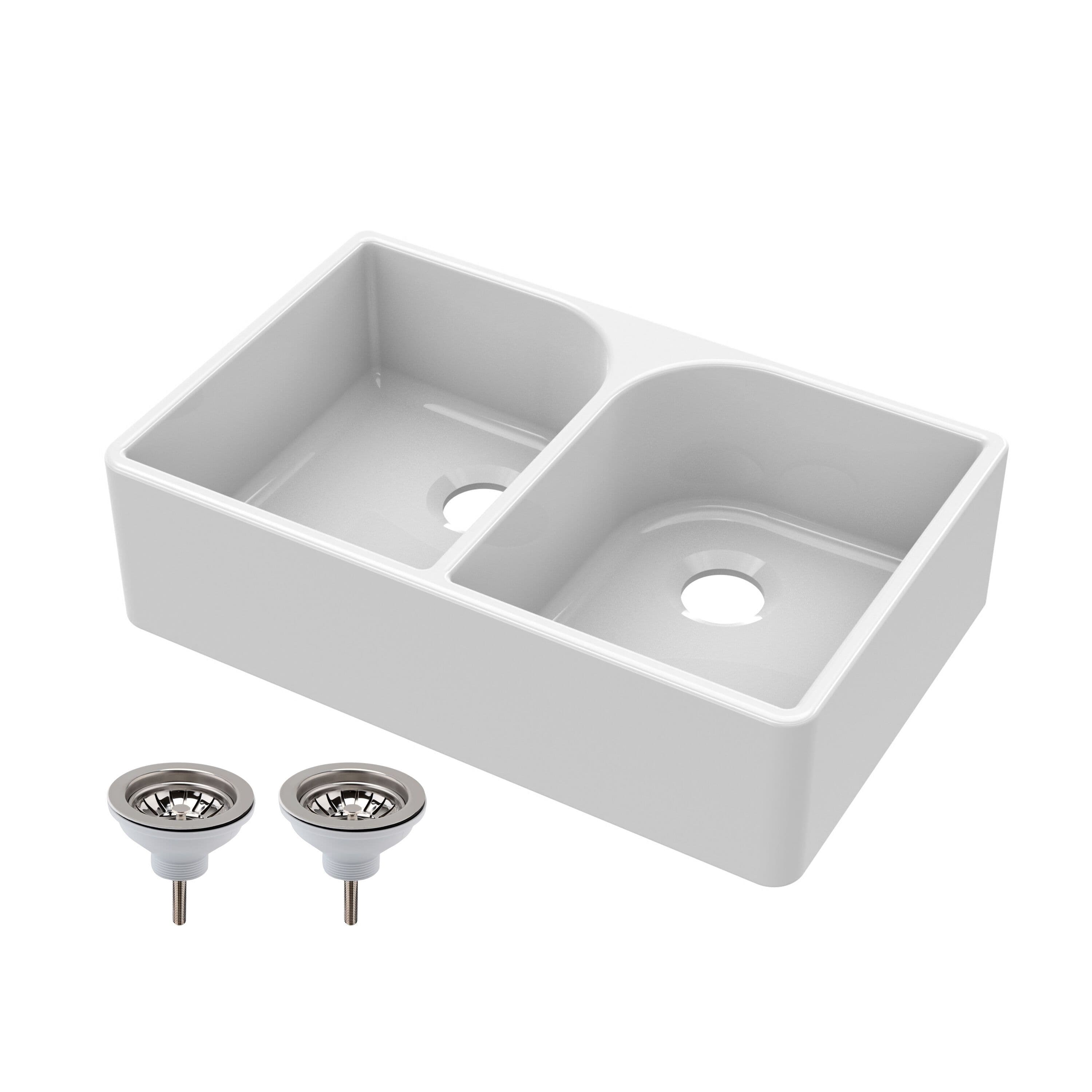 2 Bowl Fireclay Butler Sink Full Weir Wastes 795x500x220mm