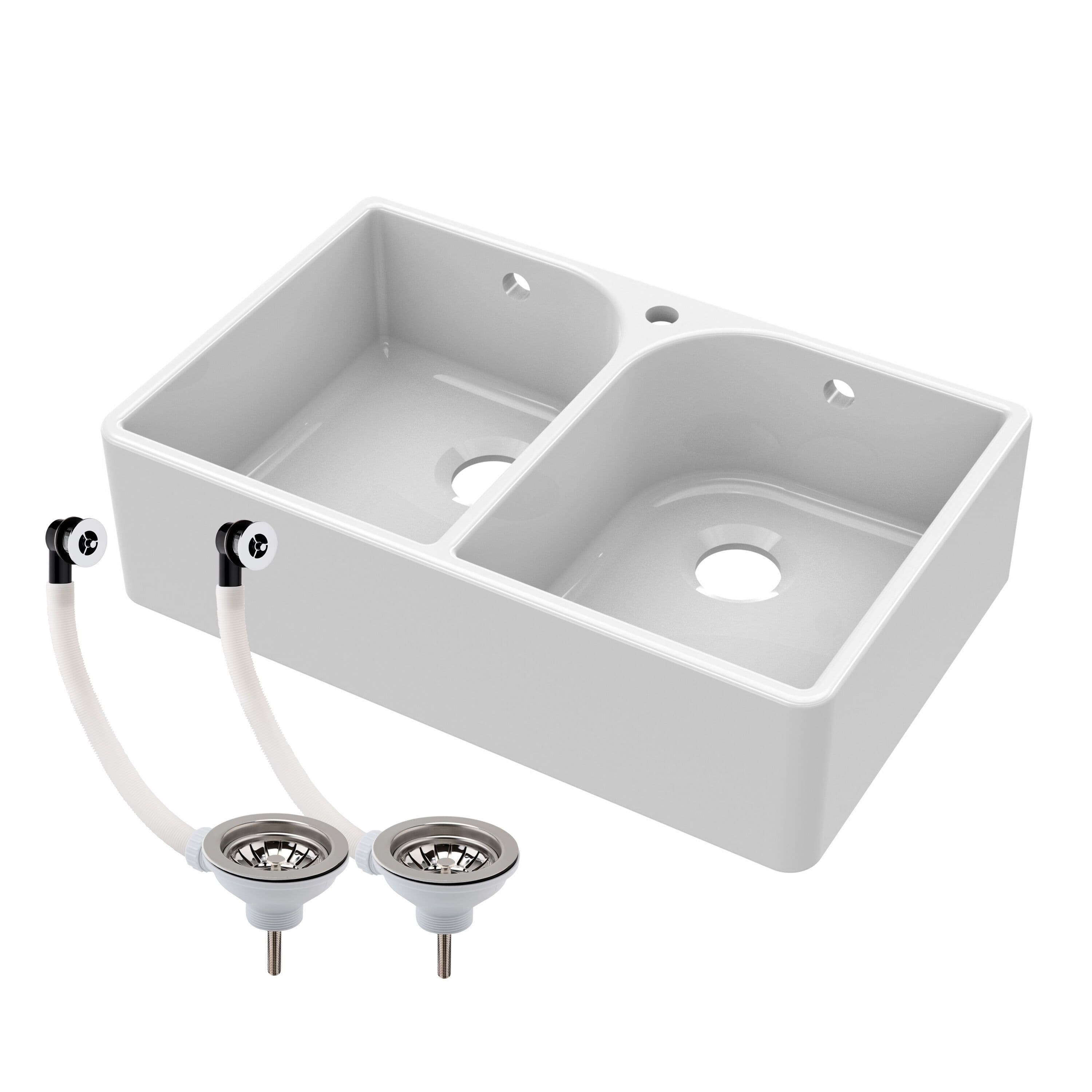 2 Bowl Fireclay Butler Sink Full Wastes Weir795x500x220mm