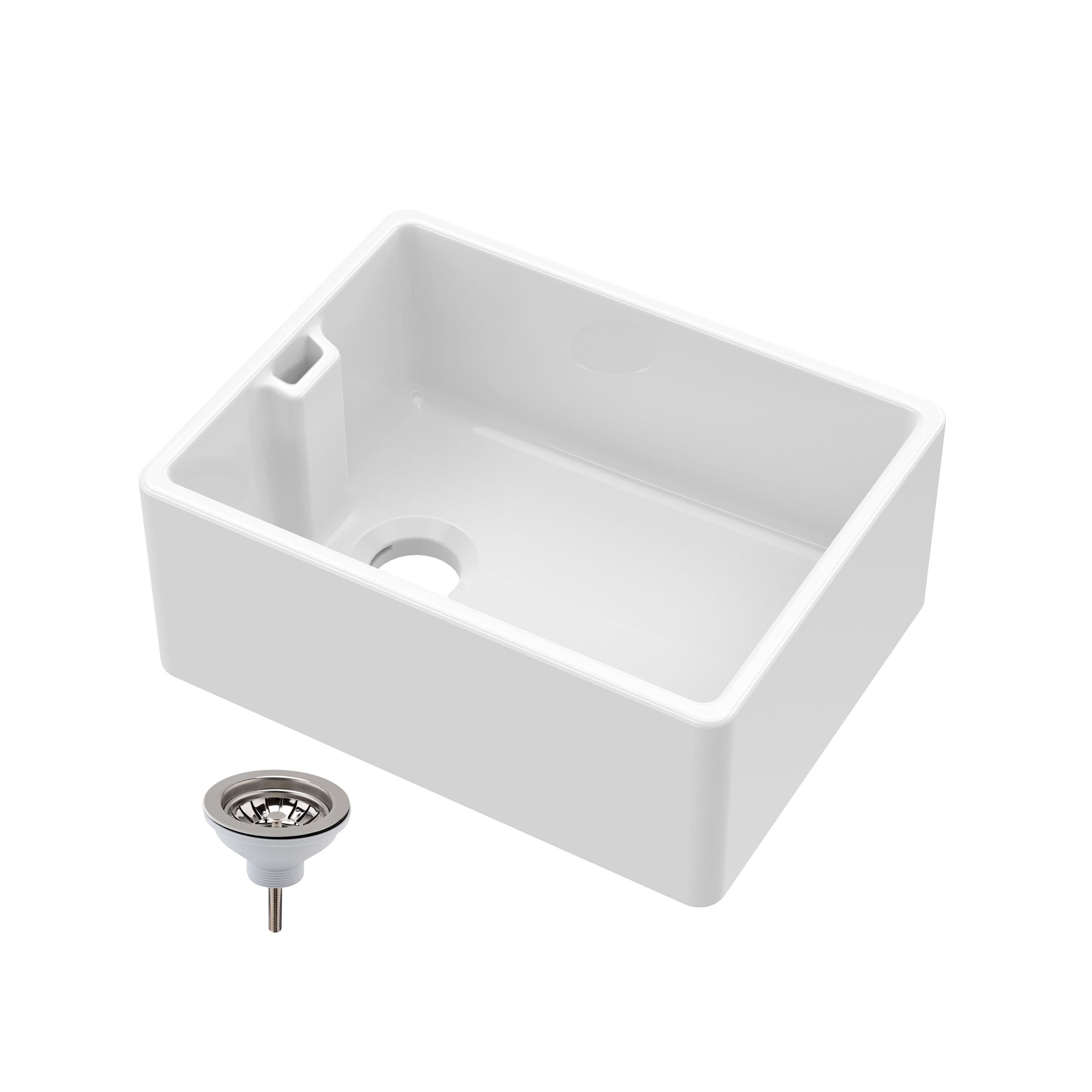 1 Bowl Fireclay Belfast Sink x 455mm x 254mm Waste 595mm
