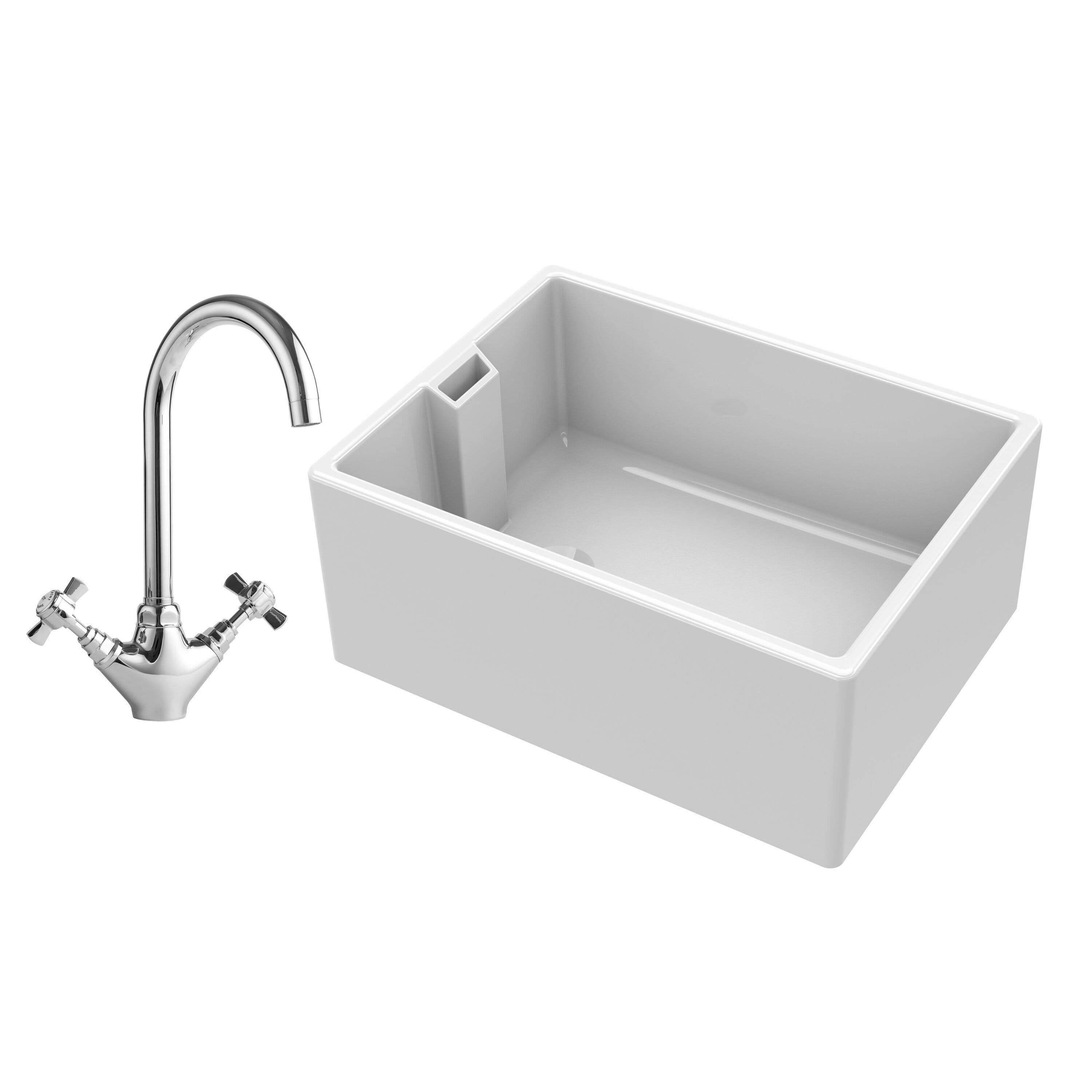 Single Bowl Fireclay Belfast Sink Mono Kitchen Sink Mixer Tap