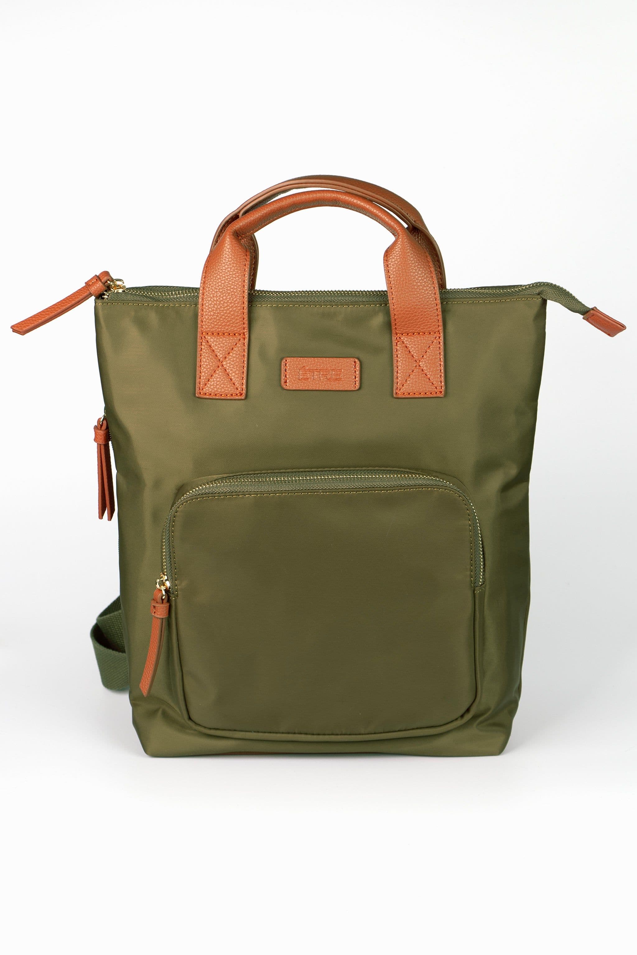 Sutton Top Handle Laptop Backpack Khaki Nylon PU