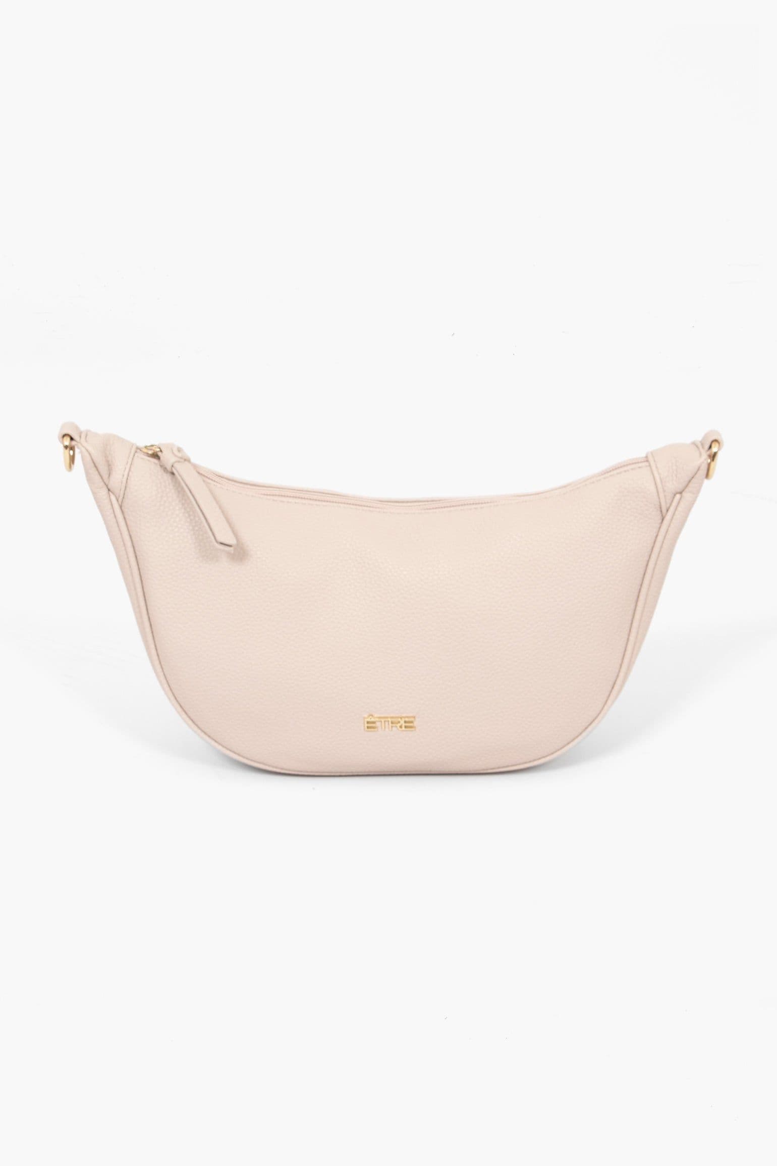Nude Faux Leather Half Moon Crossbody Bag