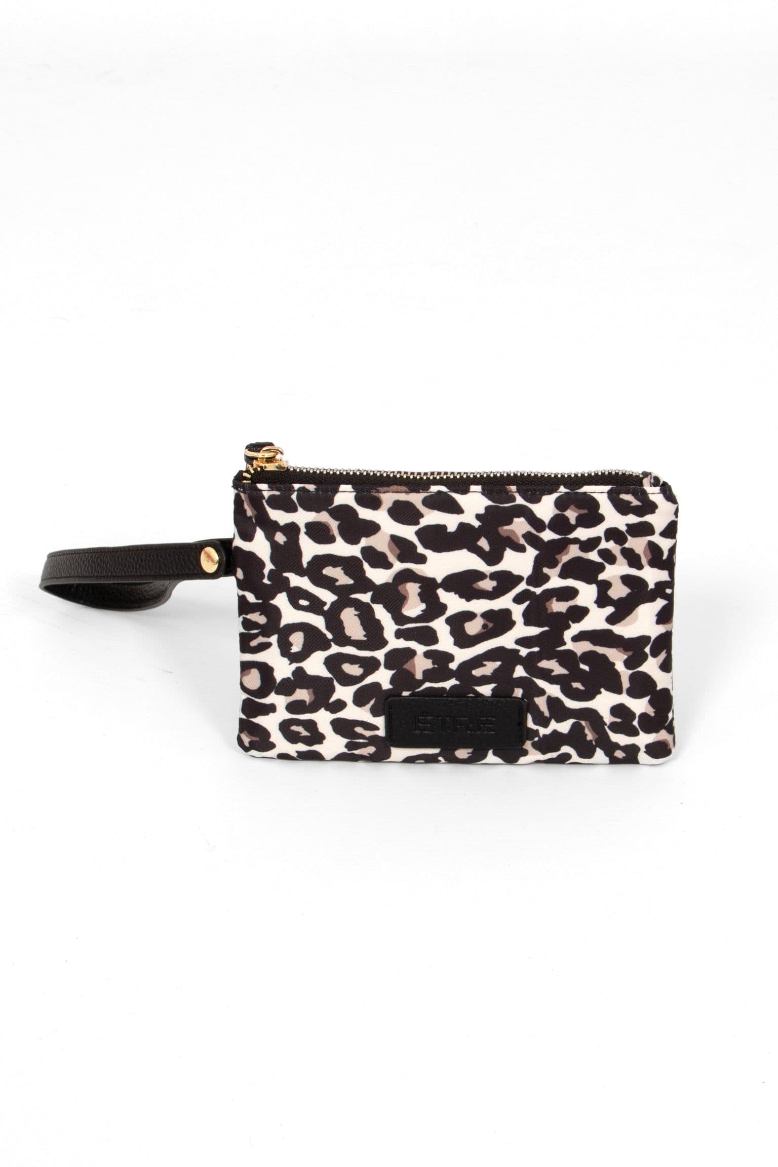 Iris Wristlet Purse Leopard Print Nylon PU
