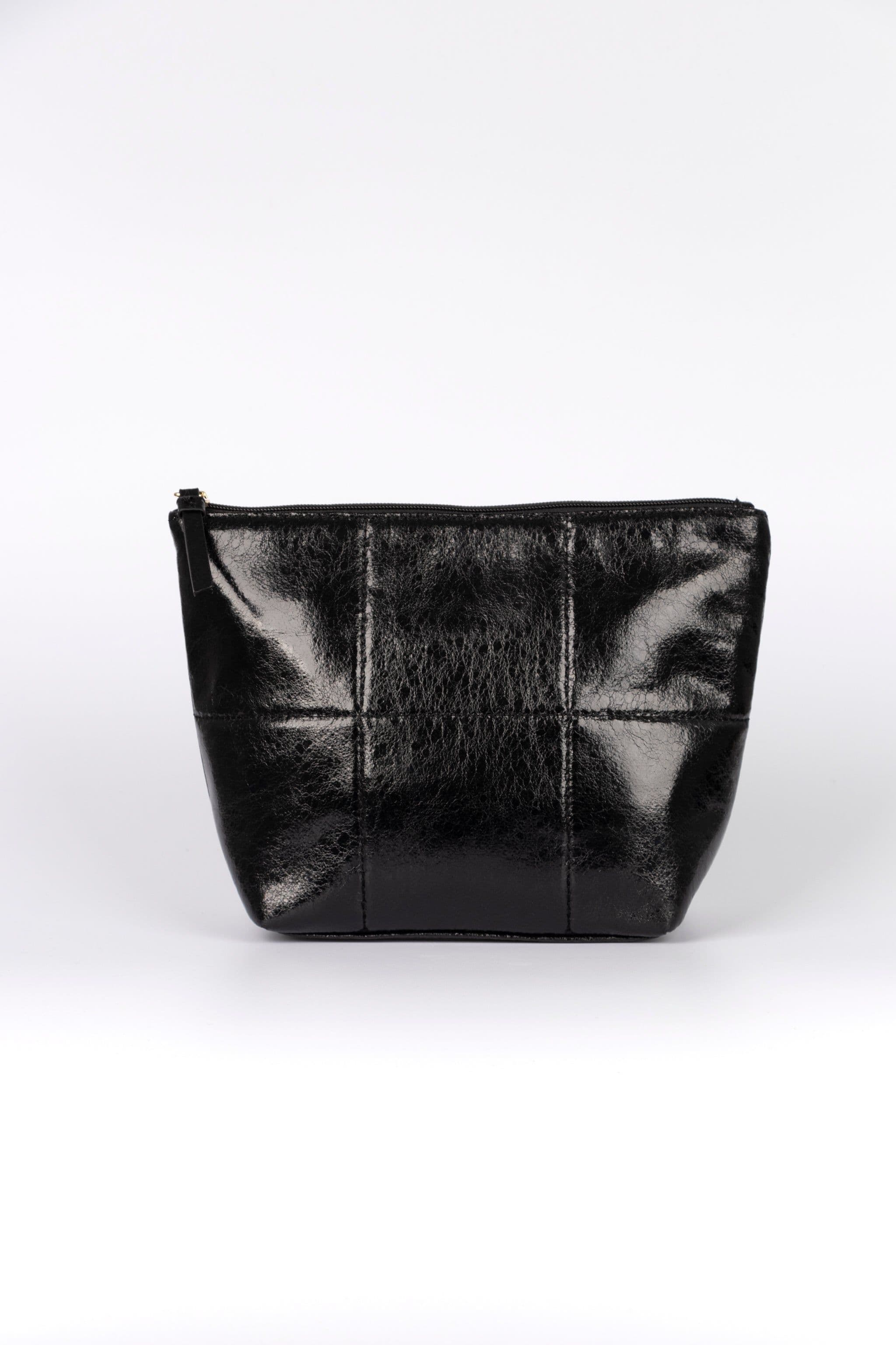 Quilted Vanity Travel Makeup Bag Metallic Faux Leather