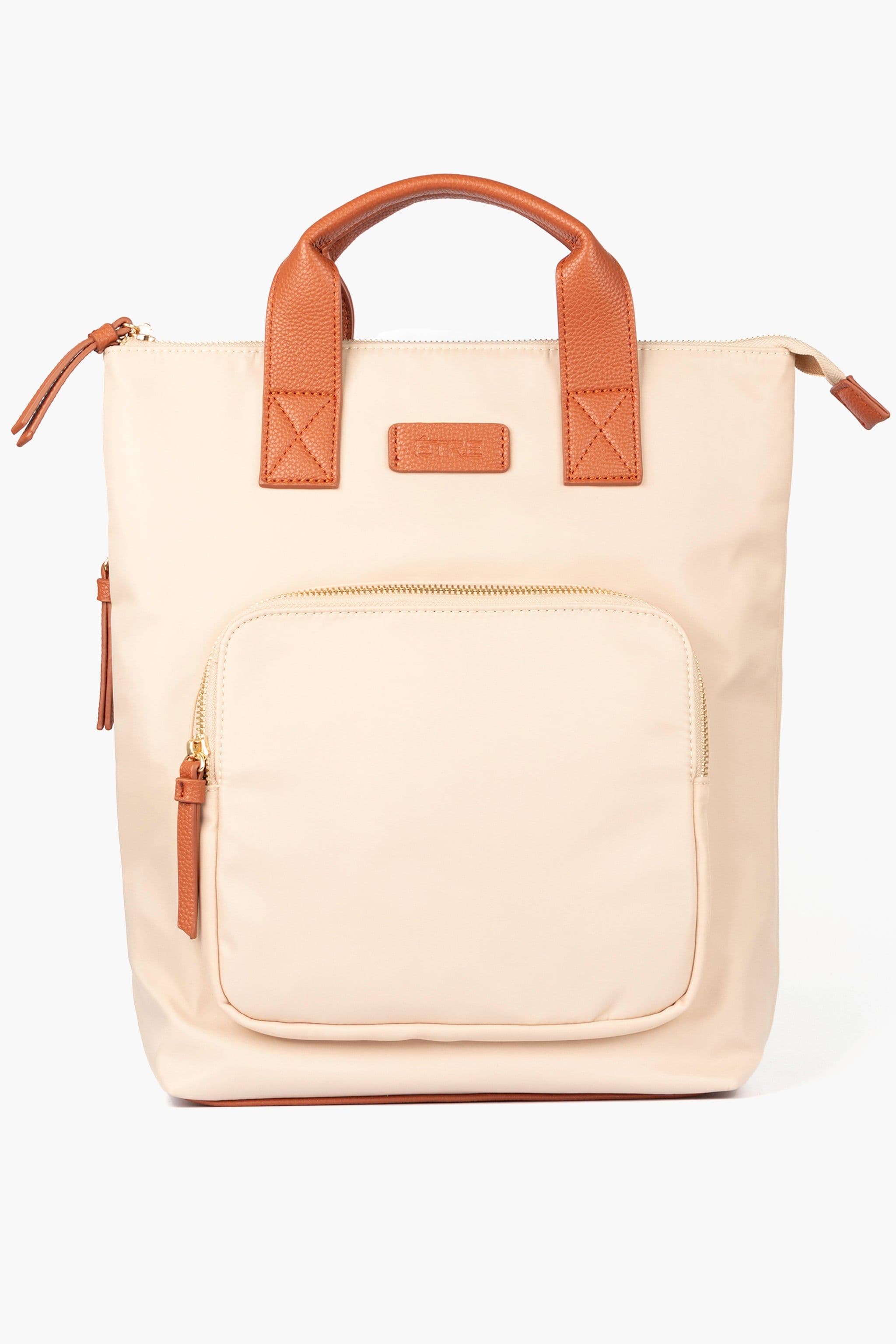 Sutton Top Handle Laptop Backpack Cream Nylon PU