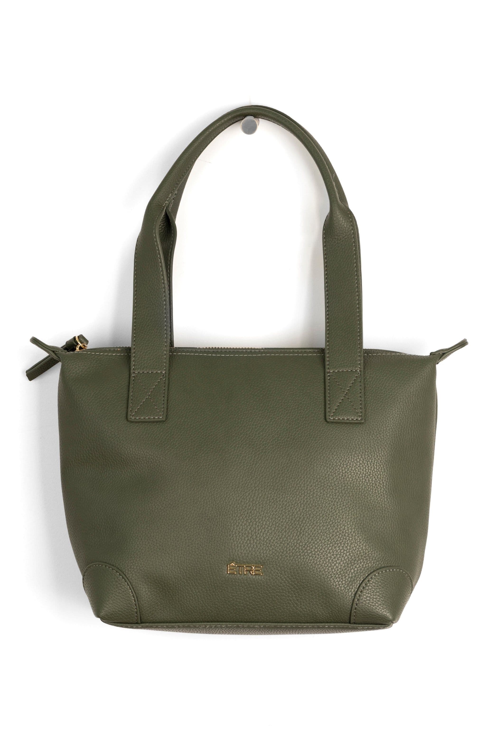 Gigi Medium Tote Bag Khaki Pebbled Faux Leather