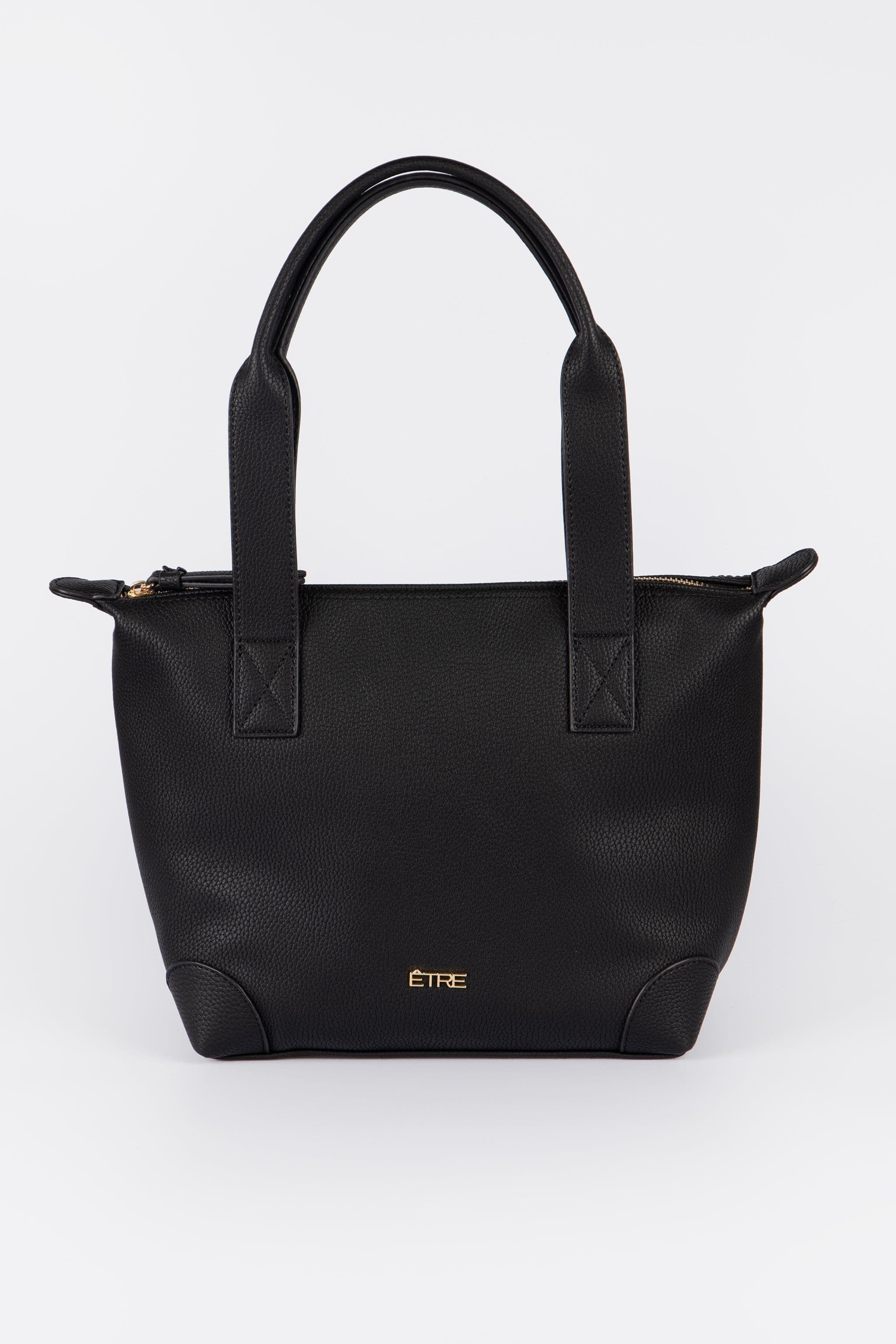 Gigi Medium Tote Bag Black Pebbled Faux Leather
