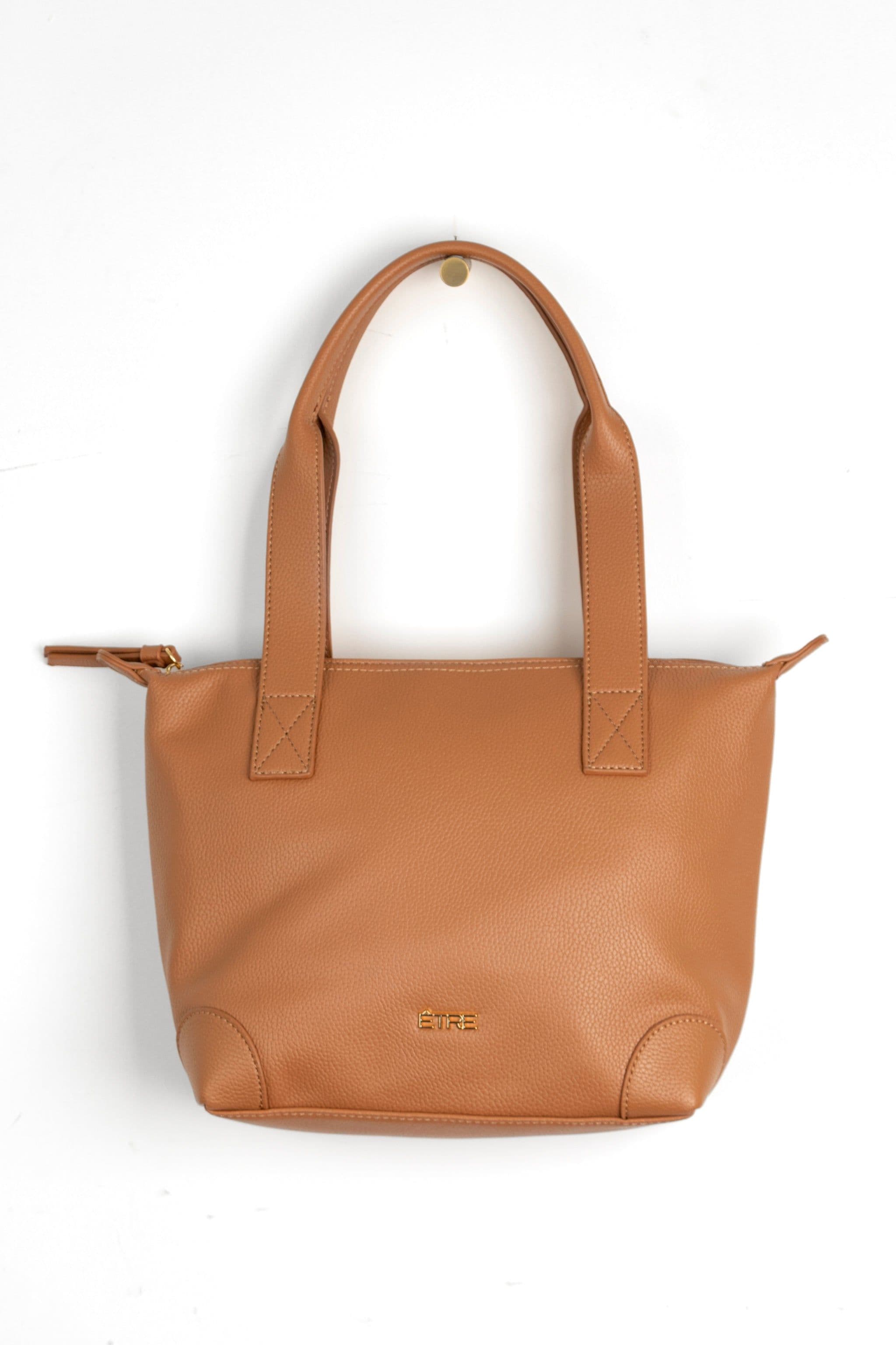 Gigi Medium Tote Bag Tan Pebbled Faux Leather