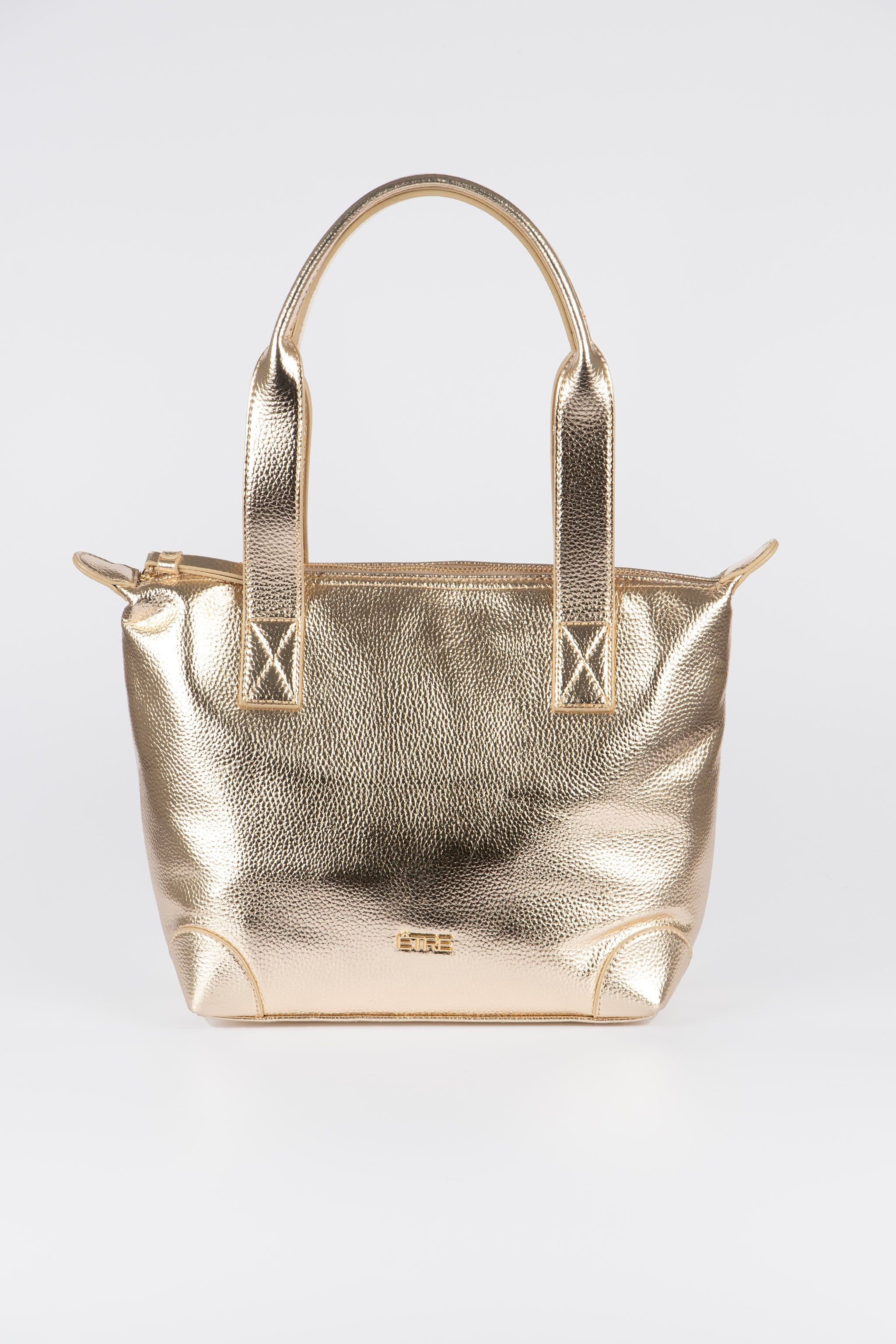 Gigi Medium Tote Bag Gold Metallic Faux Leather