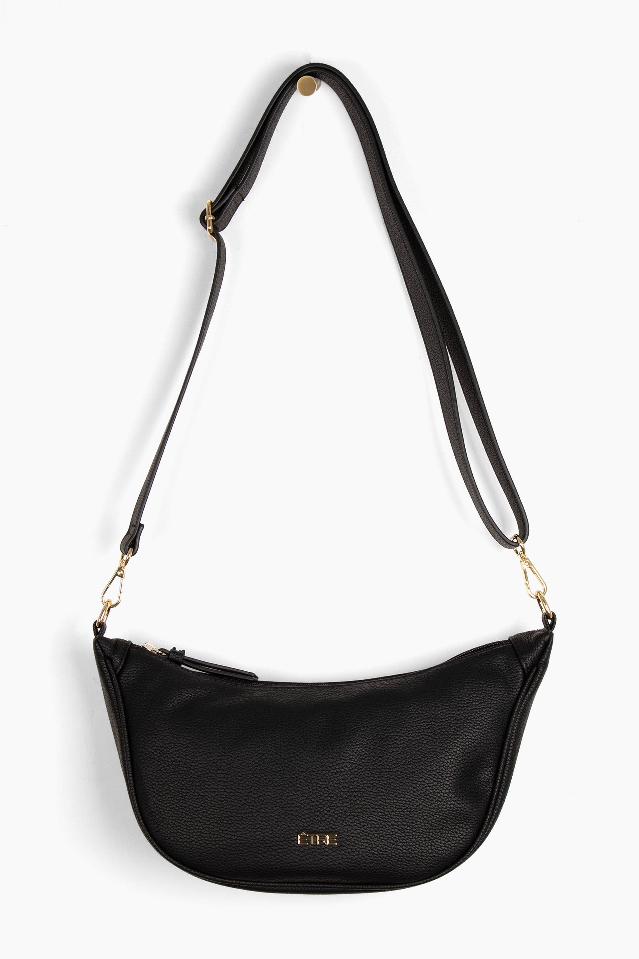 Silver Metallic Faux Leather Half Moon Crossbody Bag