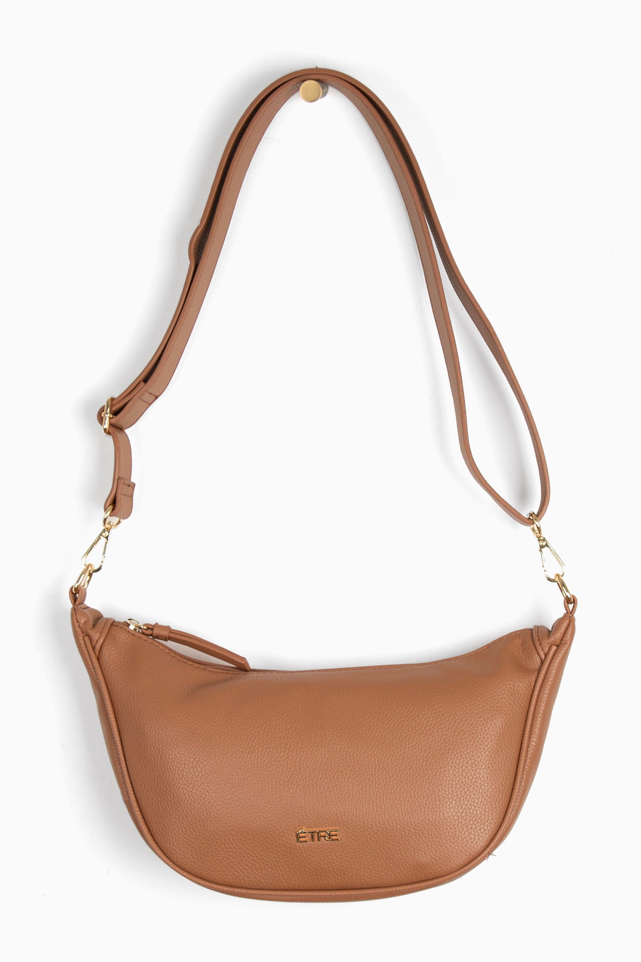 Silver Metallic Faux Leather Half Moon Crossbody Bag