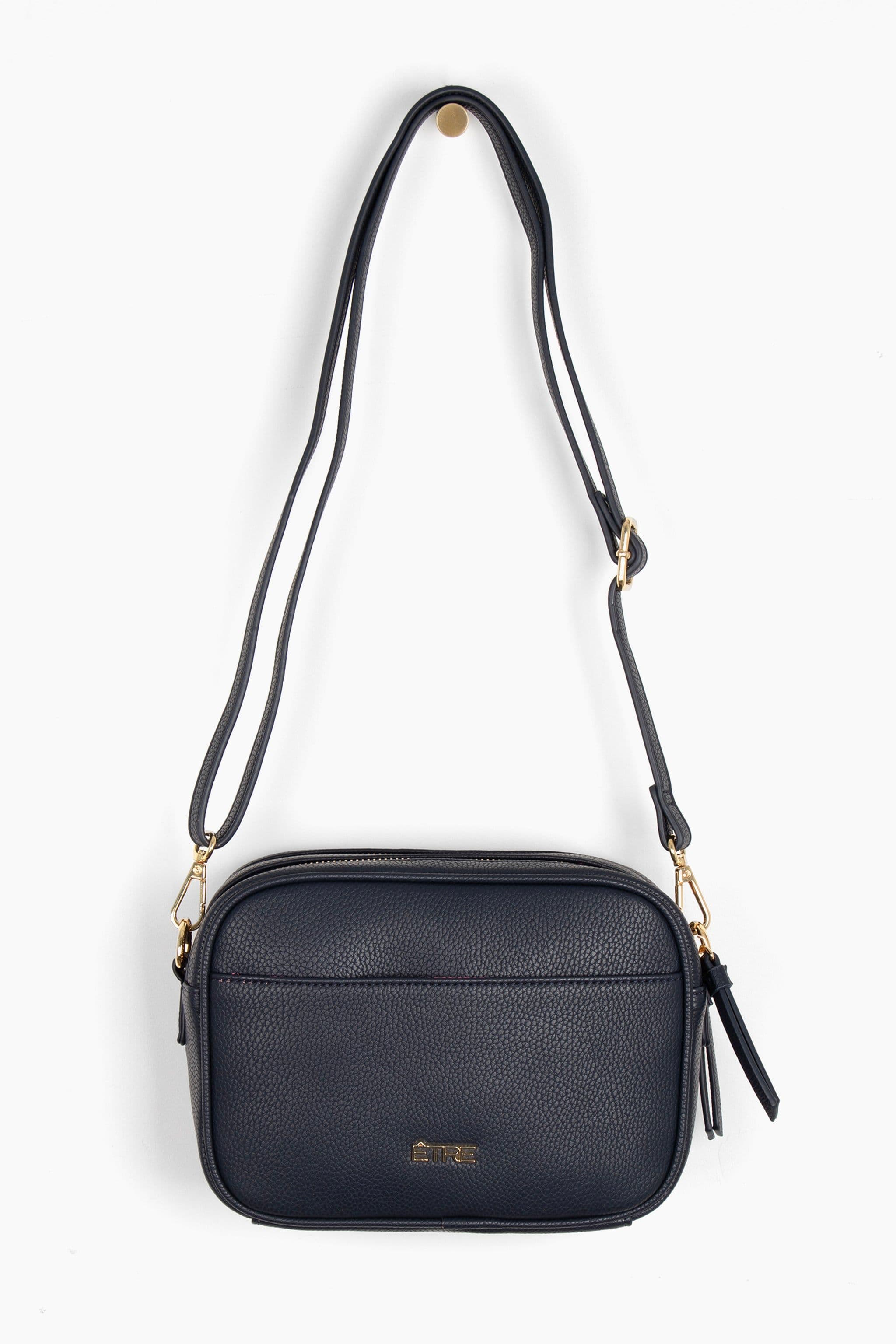 Willa Crossbody Bag Navy Blue Pebbled Faux Leather