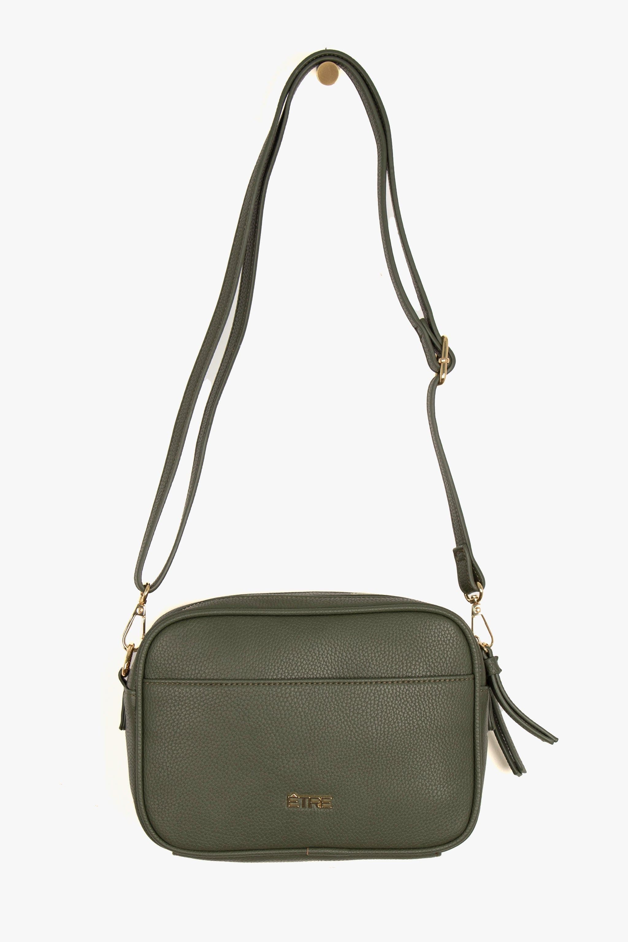 Willa Crossbody Bag Khaki Pebbled Faux Leather