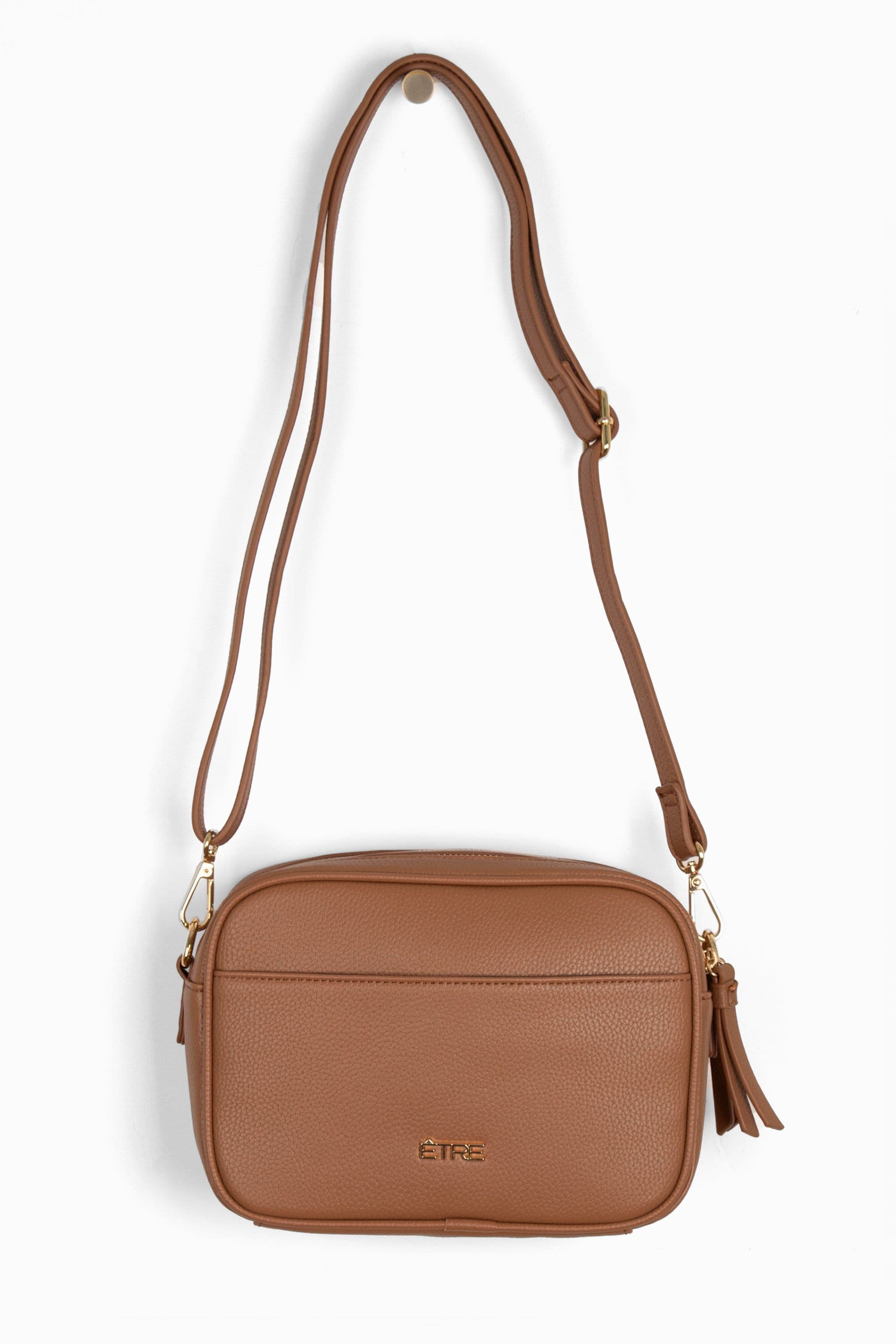 Willa Crossbody Bag Tan Pebbled Faux Leather