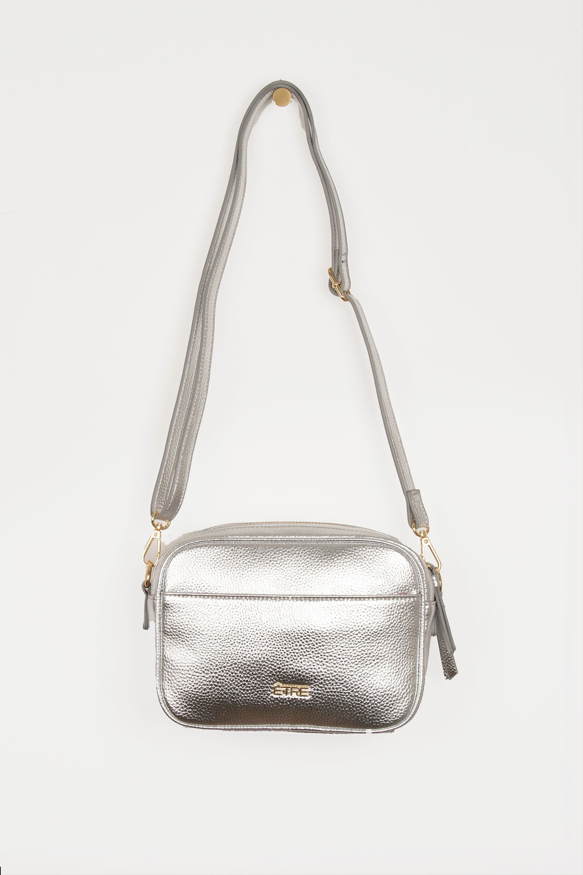 Willa Crossbody Bag Silver Metallic Faux Leather