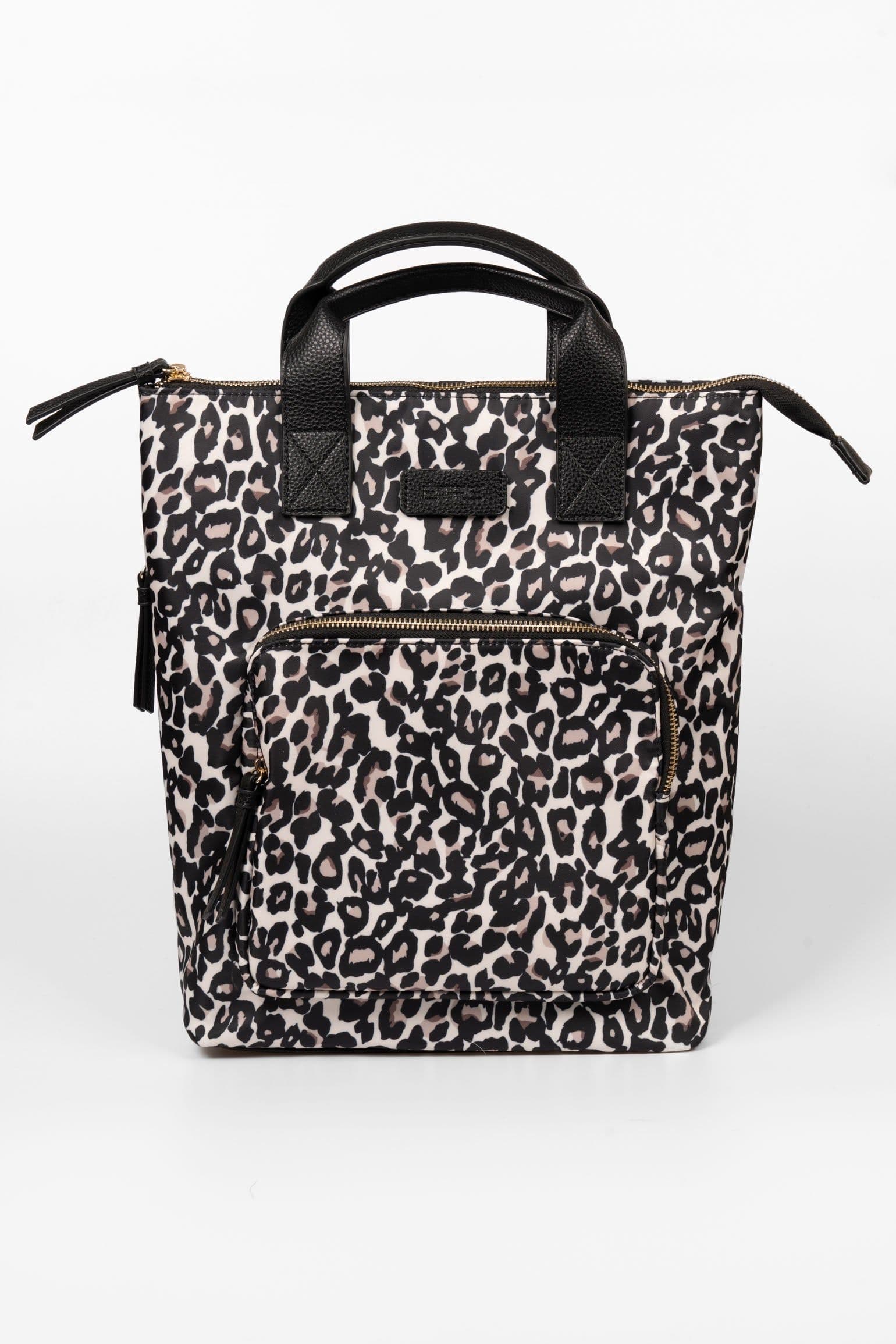 Sutton Top Handle Laptop Backpack Leopard Print Nylon PU