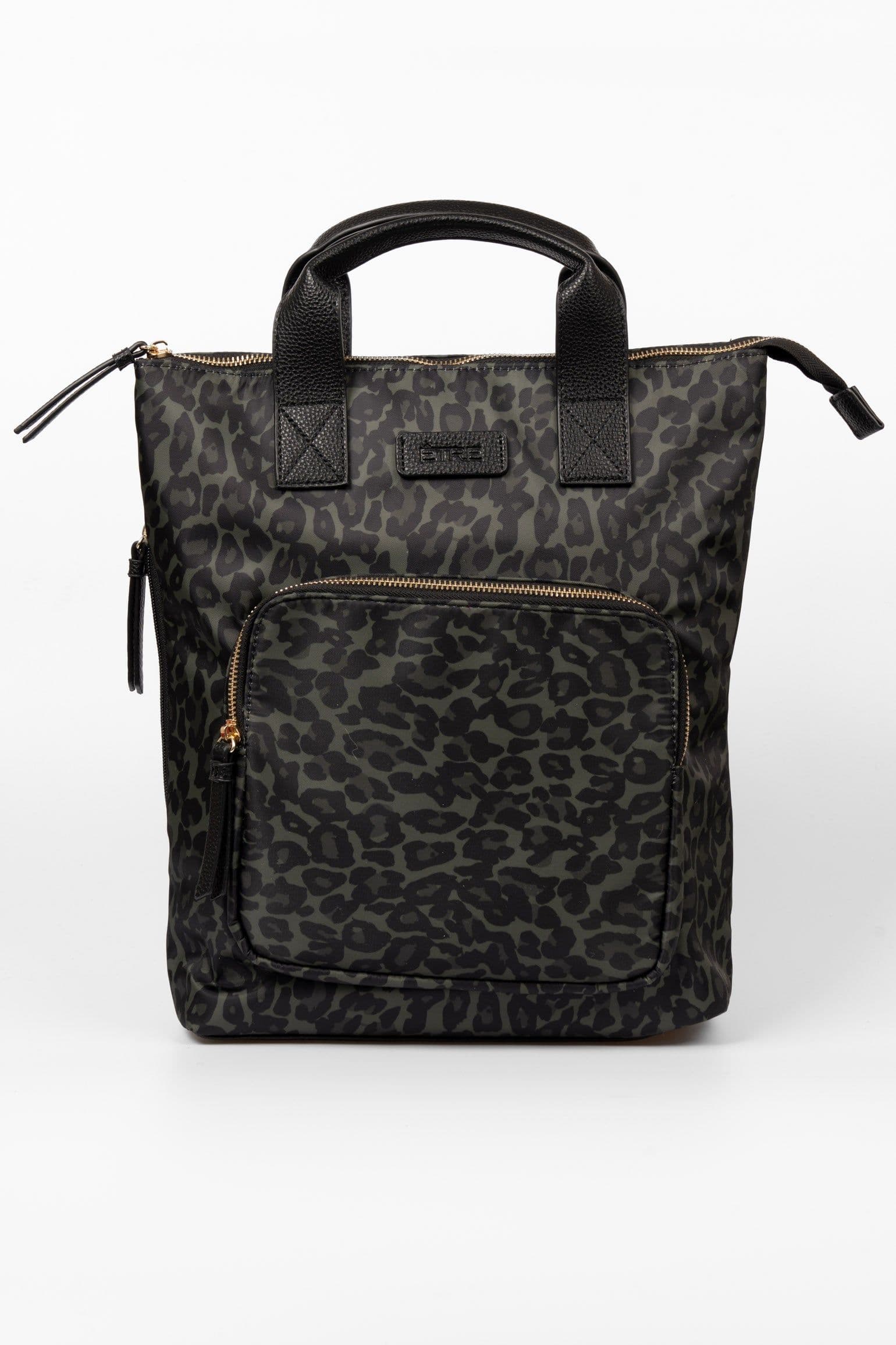Sutton Top Handle Laptop Backpack Leopard Print Nylon PU