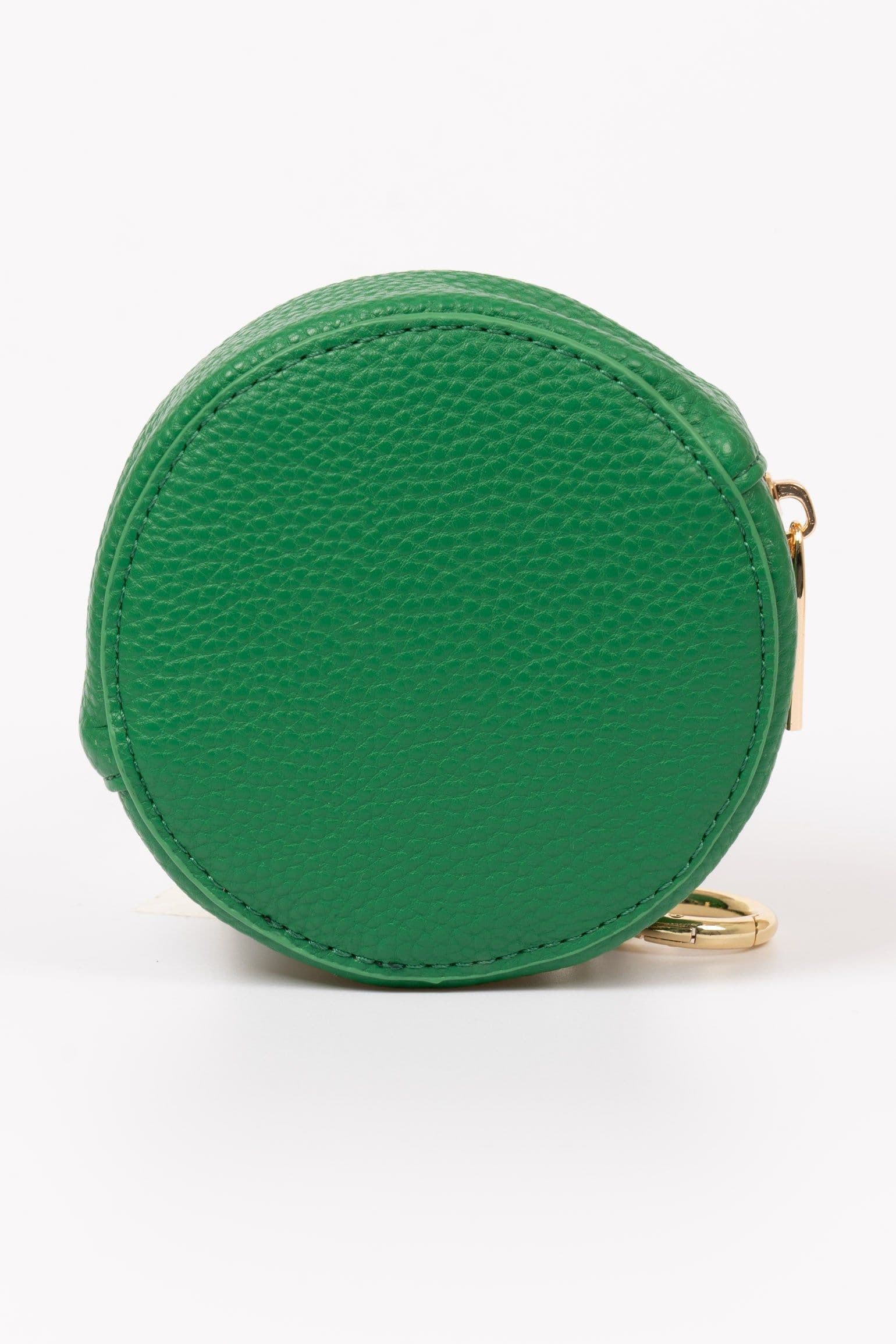 Finley Round Coin Purse Green Pebbled Faux Leather
