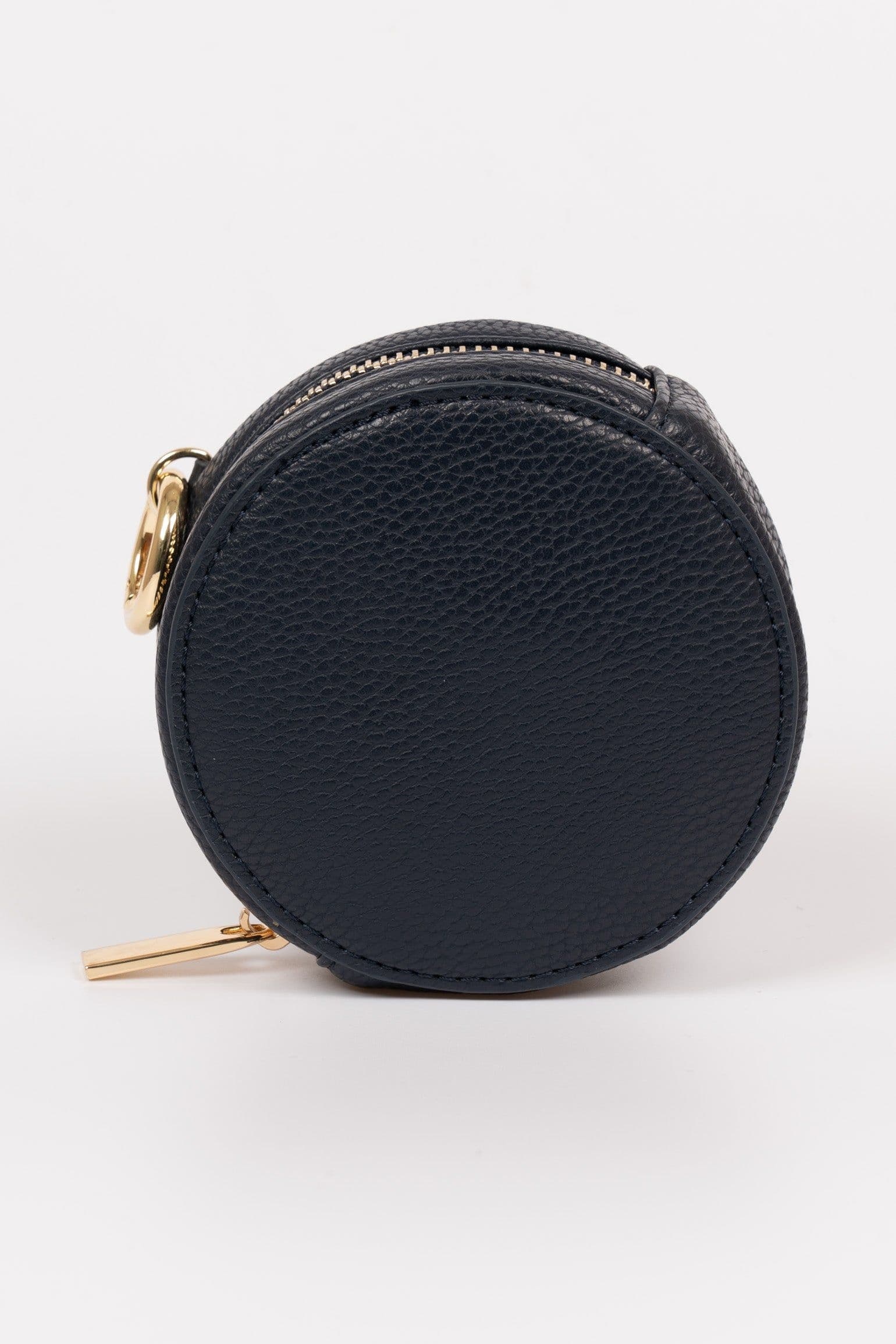Finley Round Coin Purse Navy Blue Pebbled Faux Leather