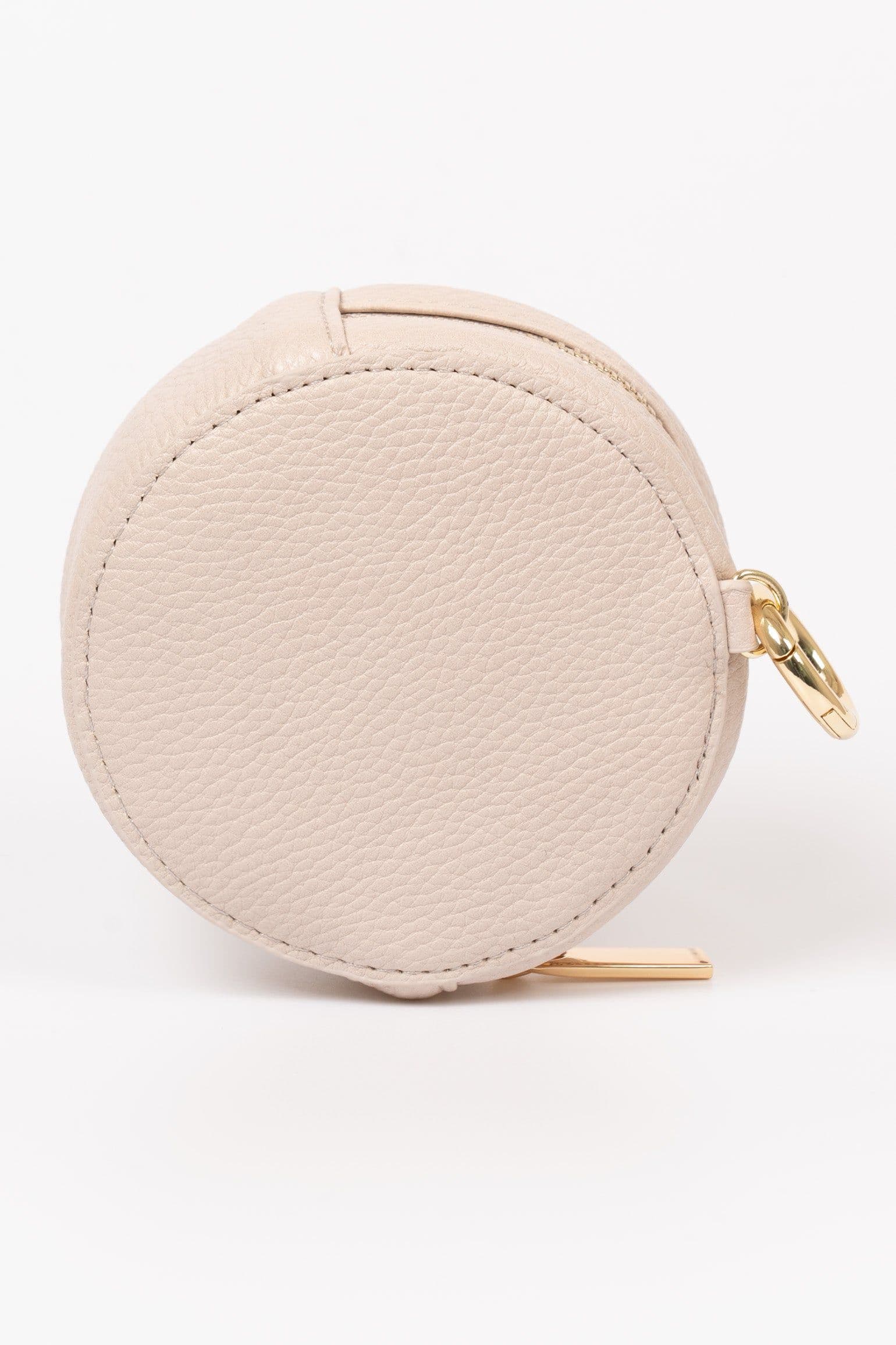 Finley Round Coin Purse Nude Pebbled Faux Leather