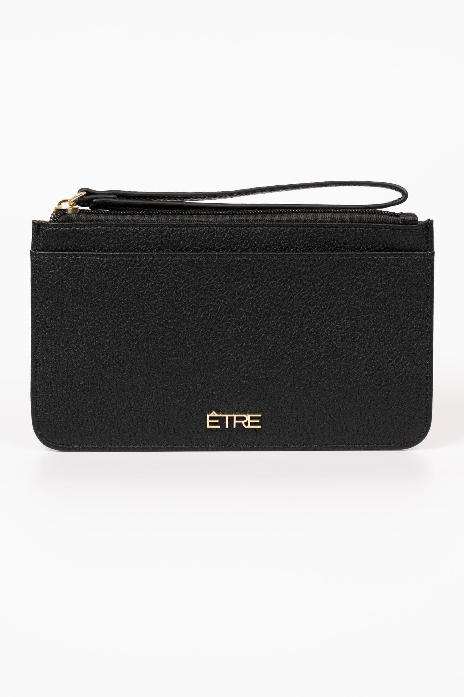Tate Passport Holder Clutch Wallet Black Pebbled Faux Leather