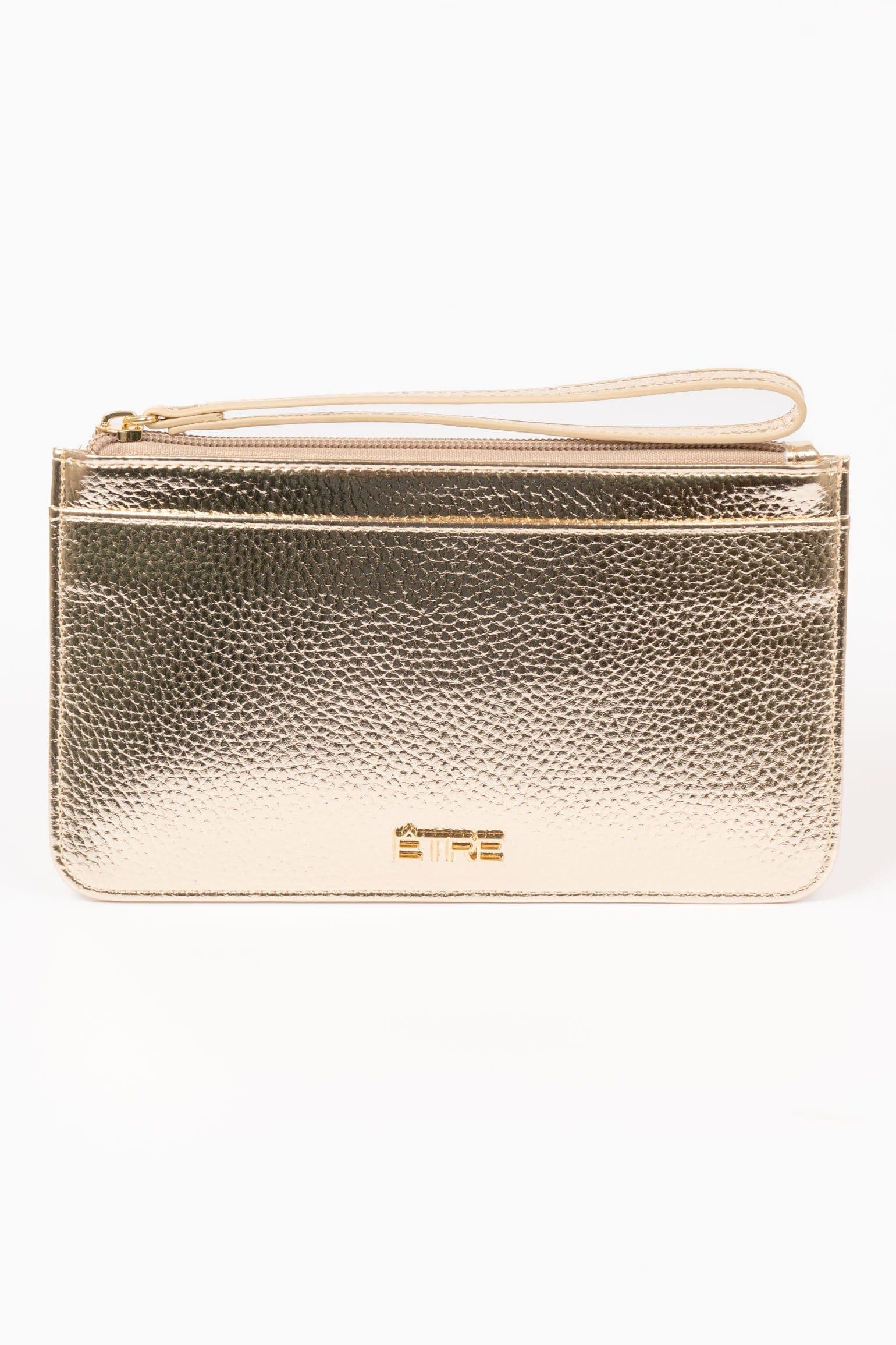 Tate Passport Holder Clutch Wallet Gold Pebbled Faux Leather