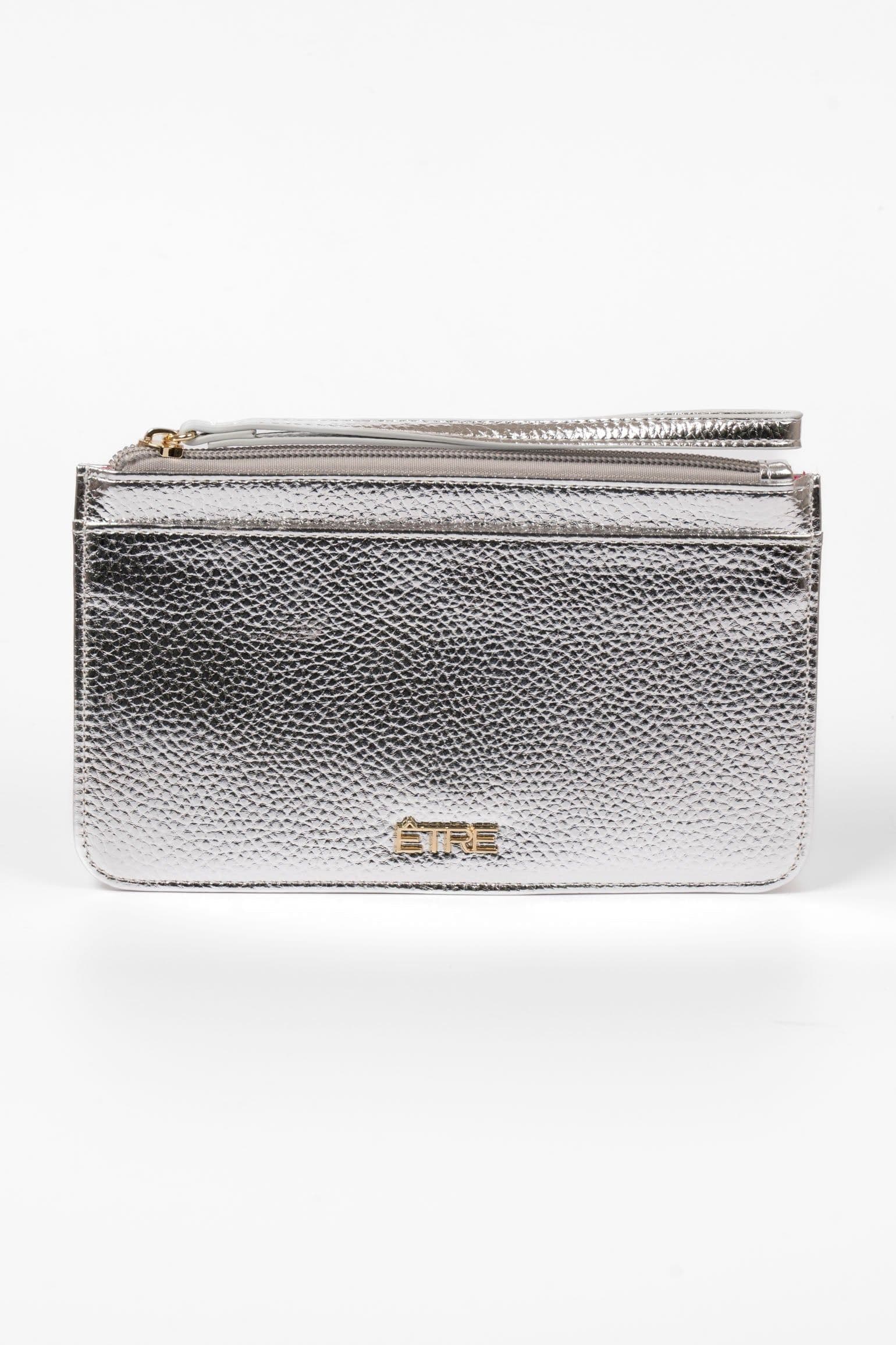 Tate Passport Holder Clutch Wallet Silver Pebbled Faux Leather