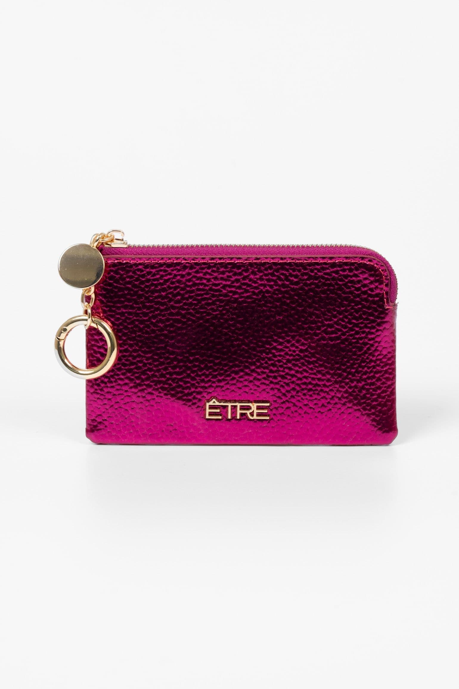 Arlo Small Coin Purse Metallic Hot Pink Faux Leather Pink