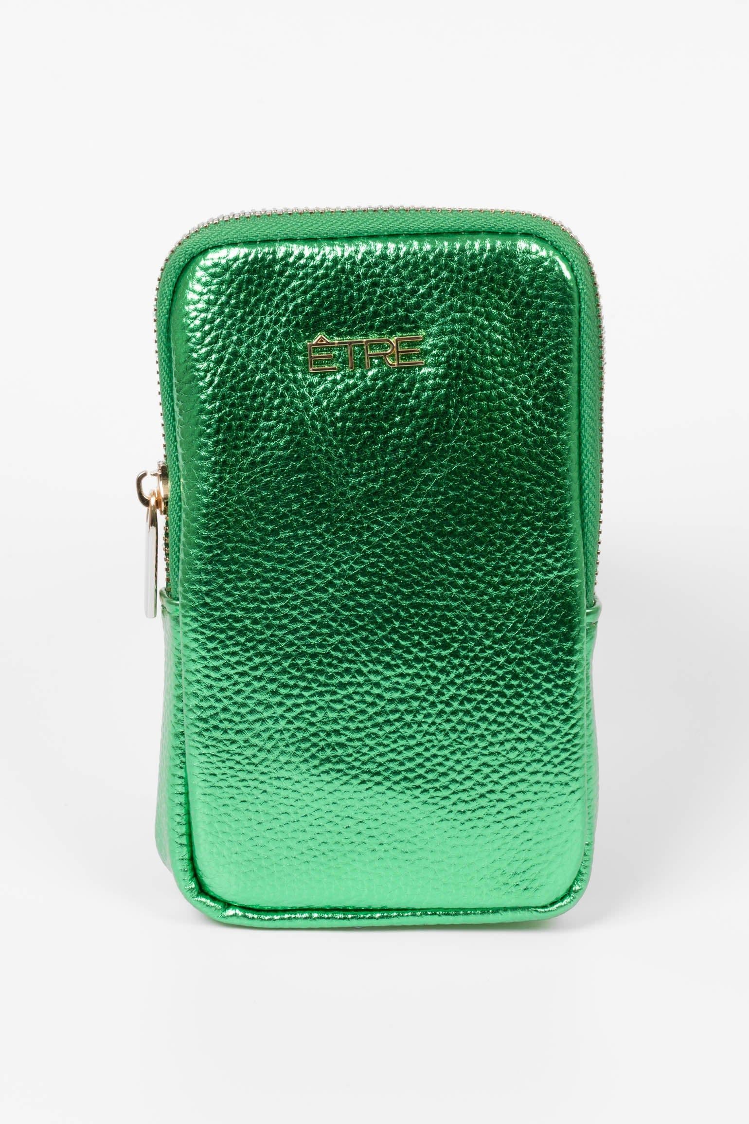 Faux Leather Zip Glasses Case Metallic