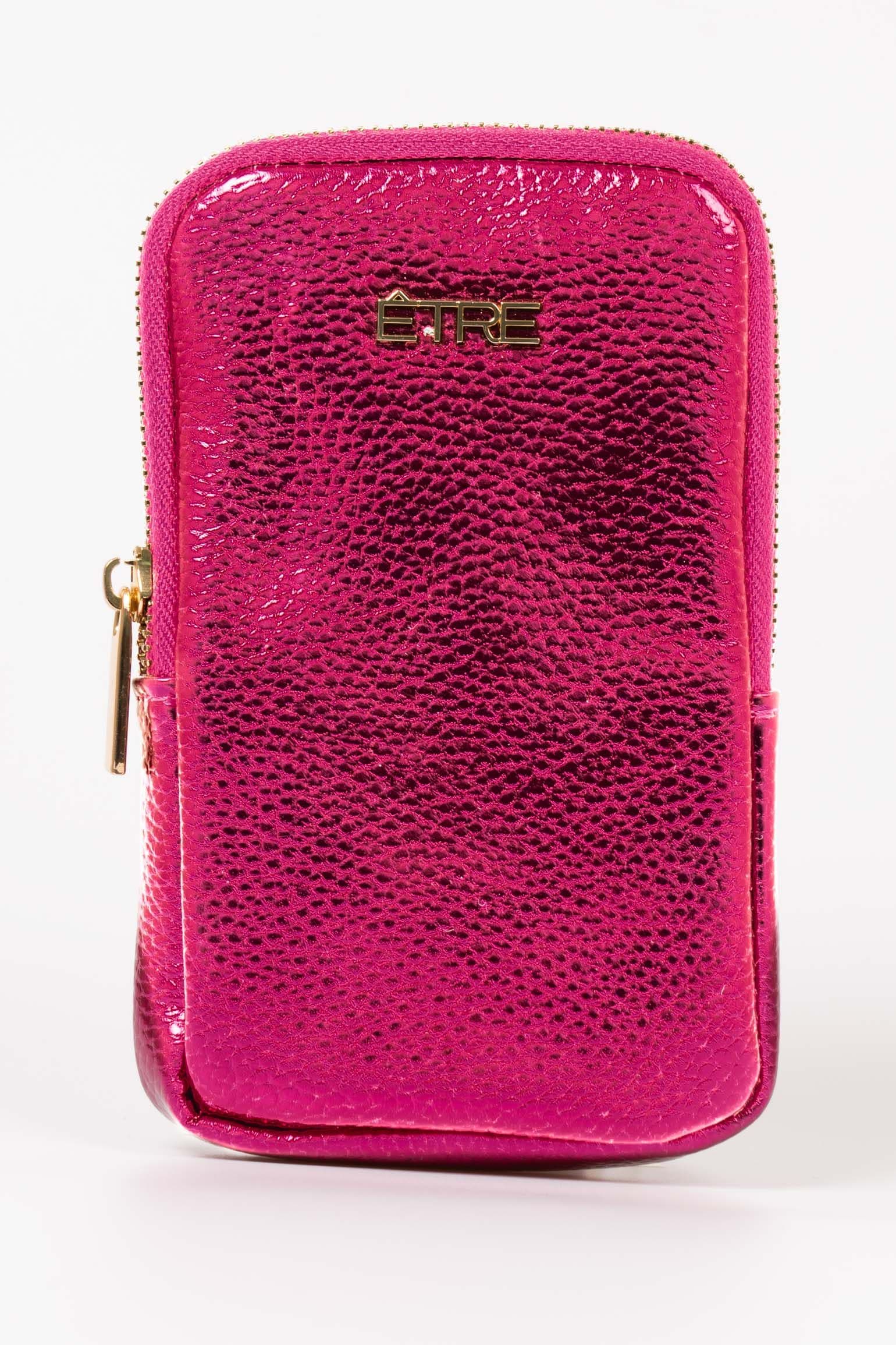 Faux Leather Zip Glasses Case Hot Pink
