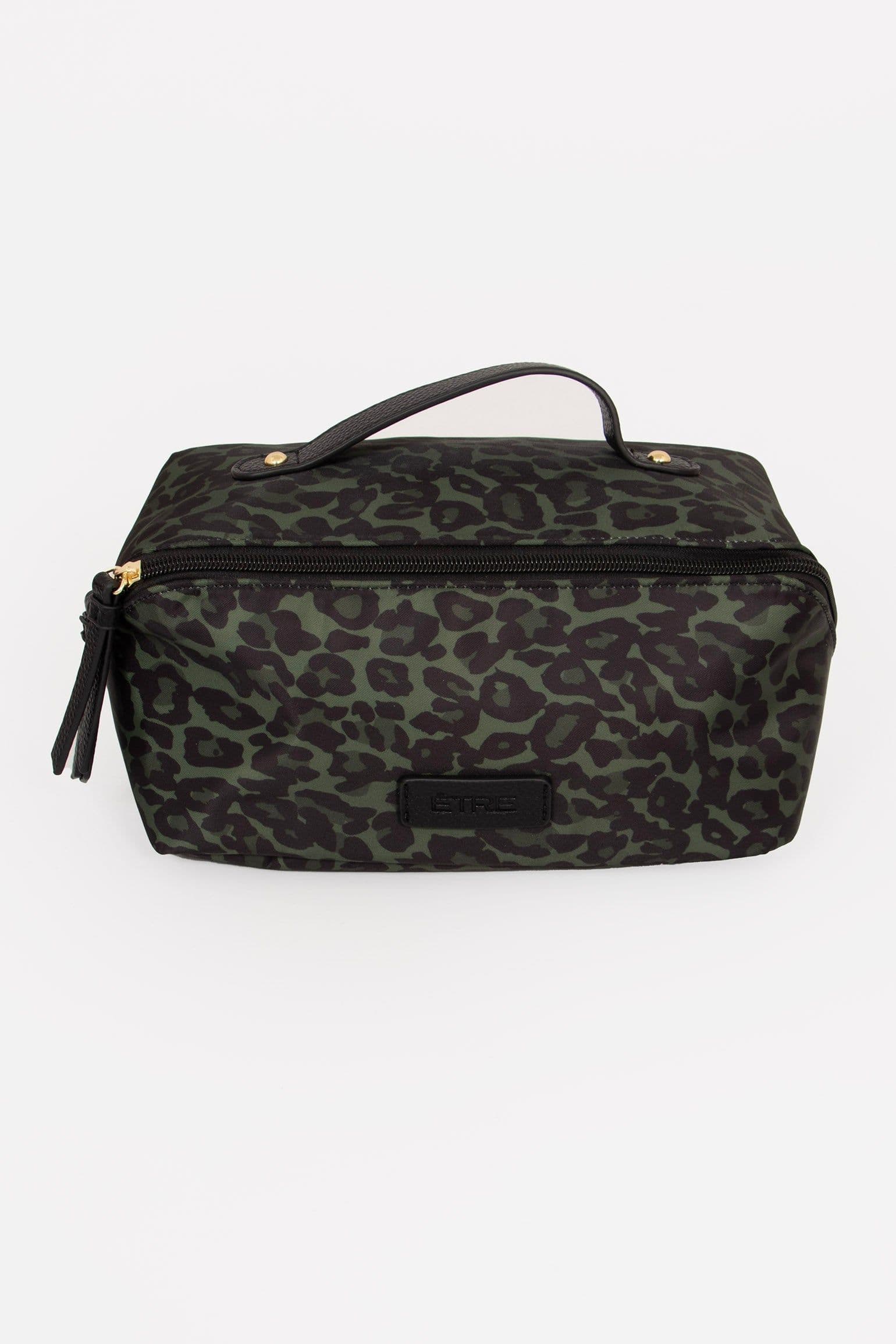 Thea Vanity Case Travel Makeup Bag Leopard Print Nylon PU