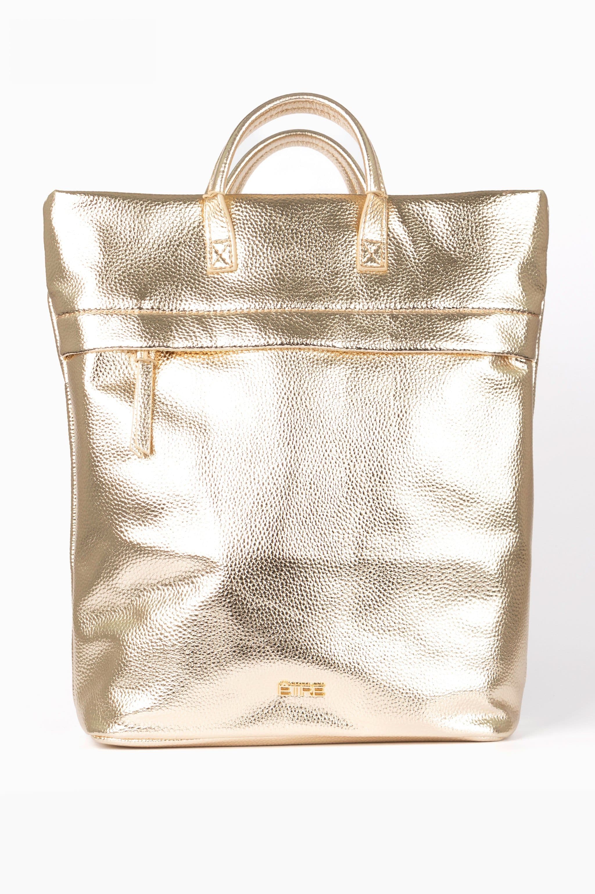 Perrie Top Handle Metallic Faux Leather Laptop Backpack Metallic