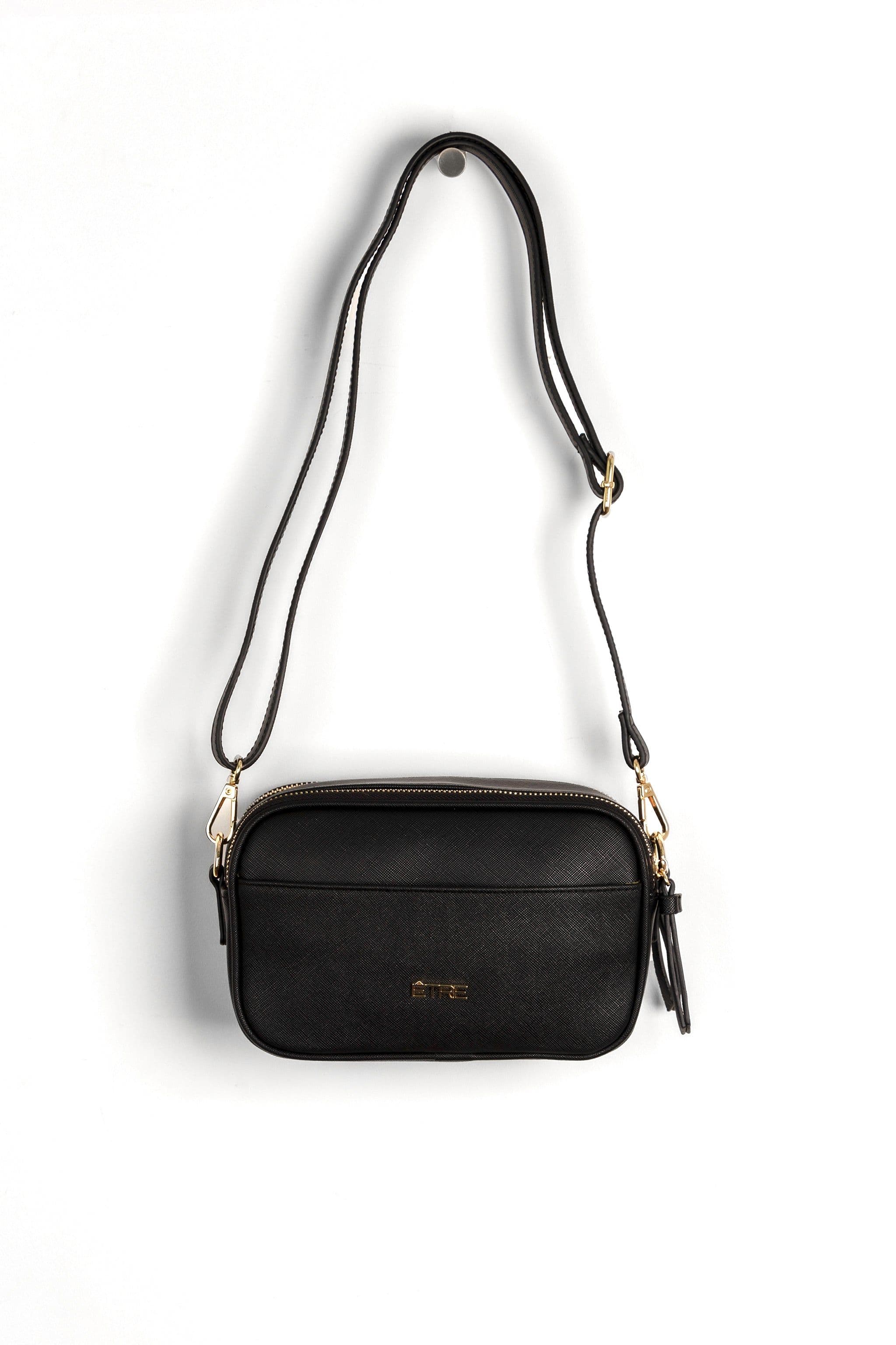 Juniper Crossbody Camera Bag Black Textured PU