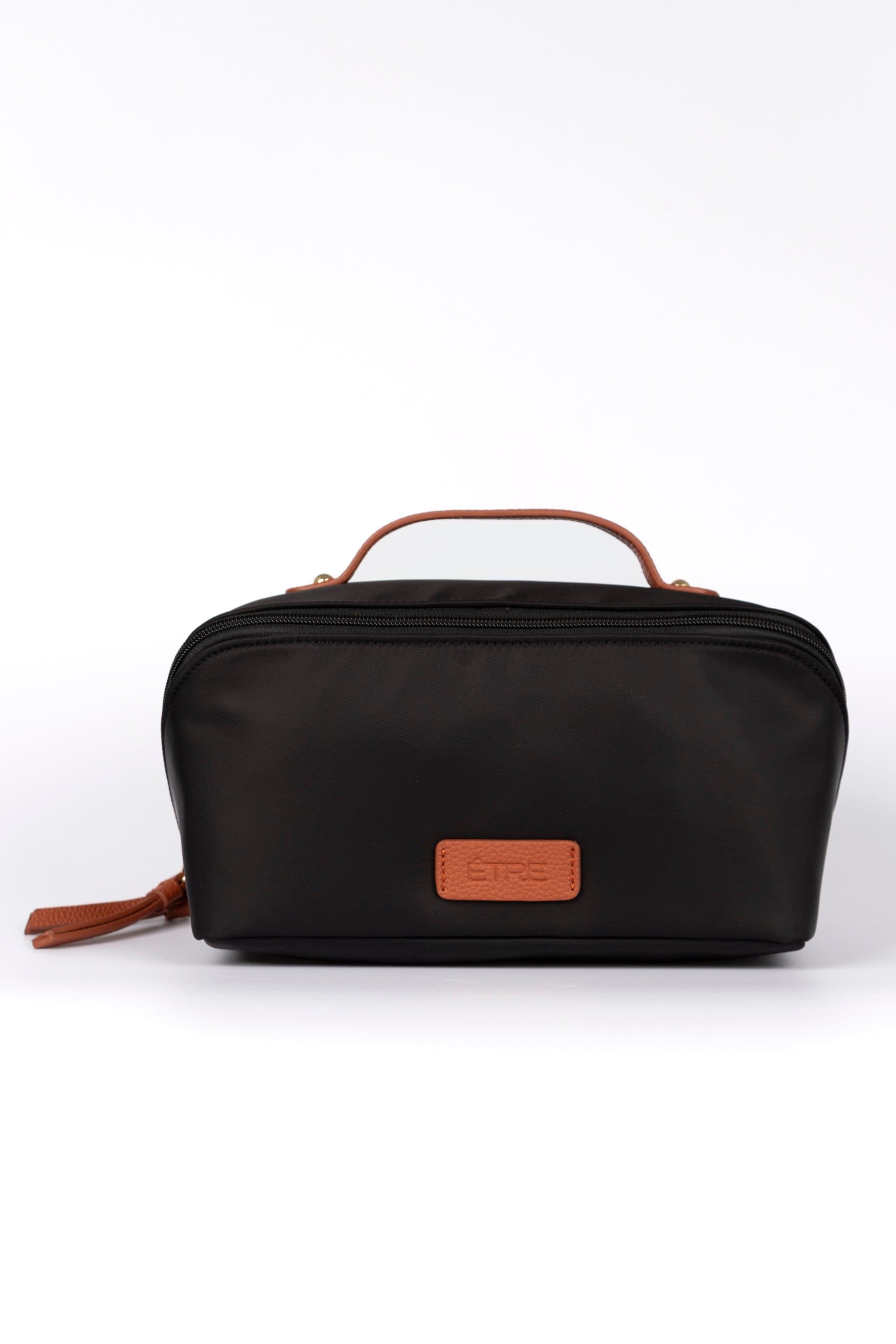 Thea Vanity Case Travel Makeup Bag Black Nylon PU