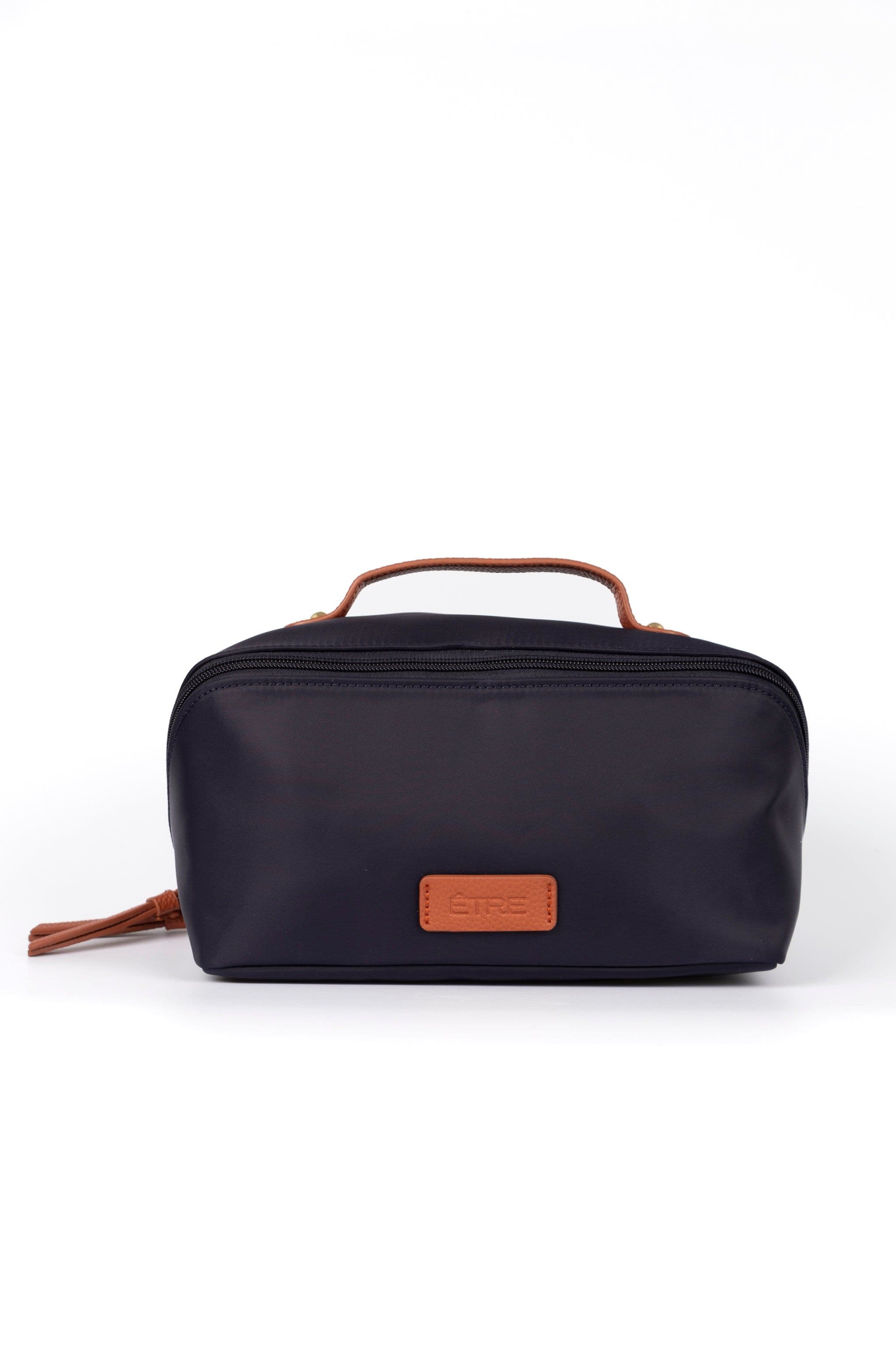 Thea Vanity Case Travel Makeup Bag Navy Blue Nylon PU