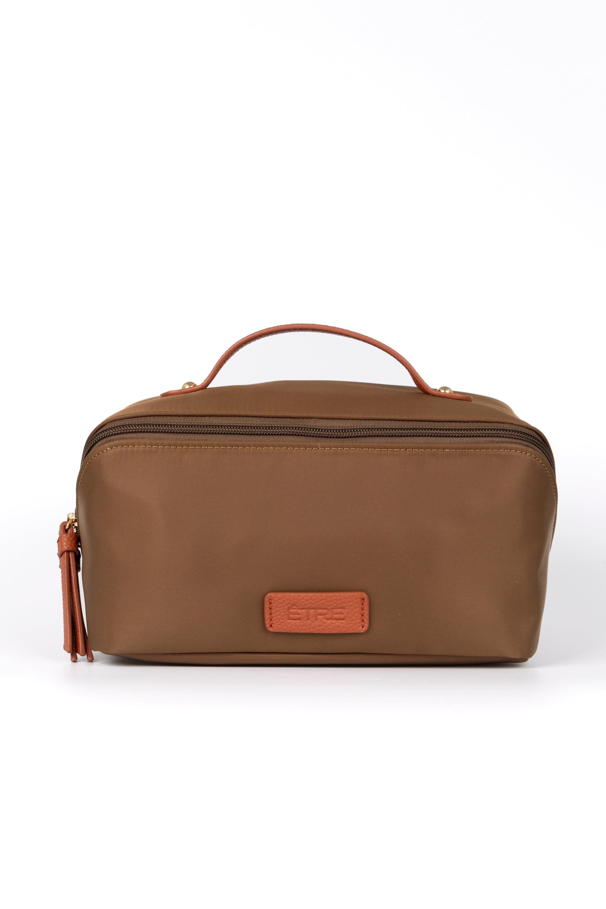Thea Vanity Case Travel Makeup Bag Khaki Nylon PU