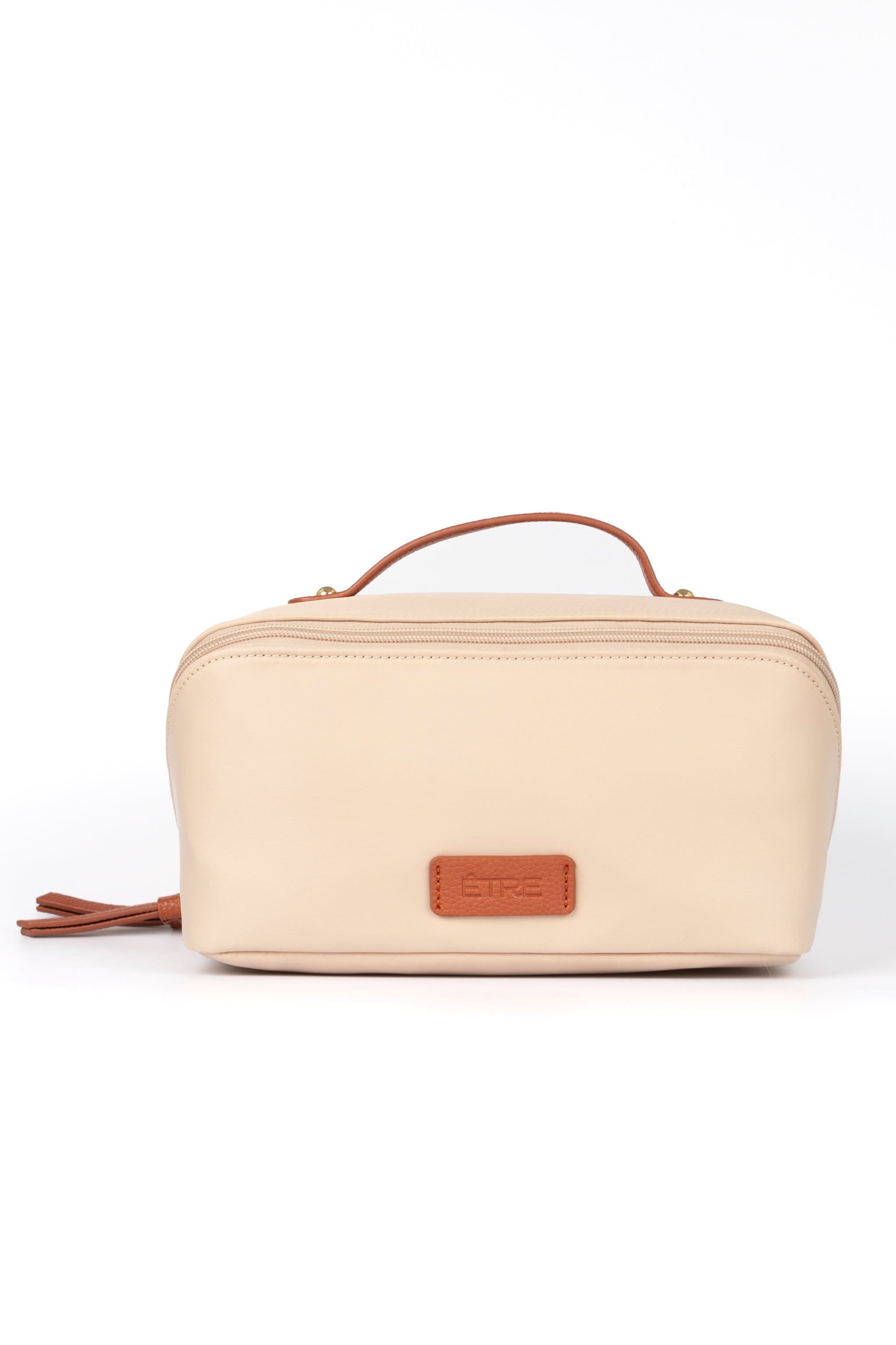 Thea Vanity Case Travel Makeup Bag Cream Nylon PU